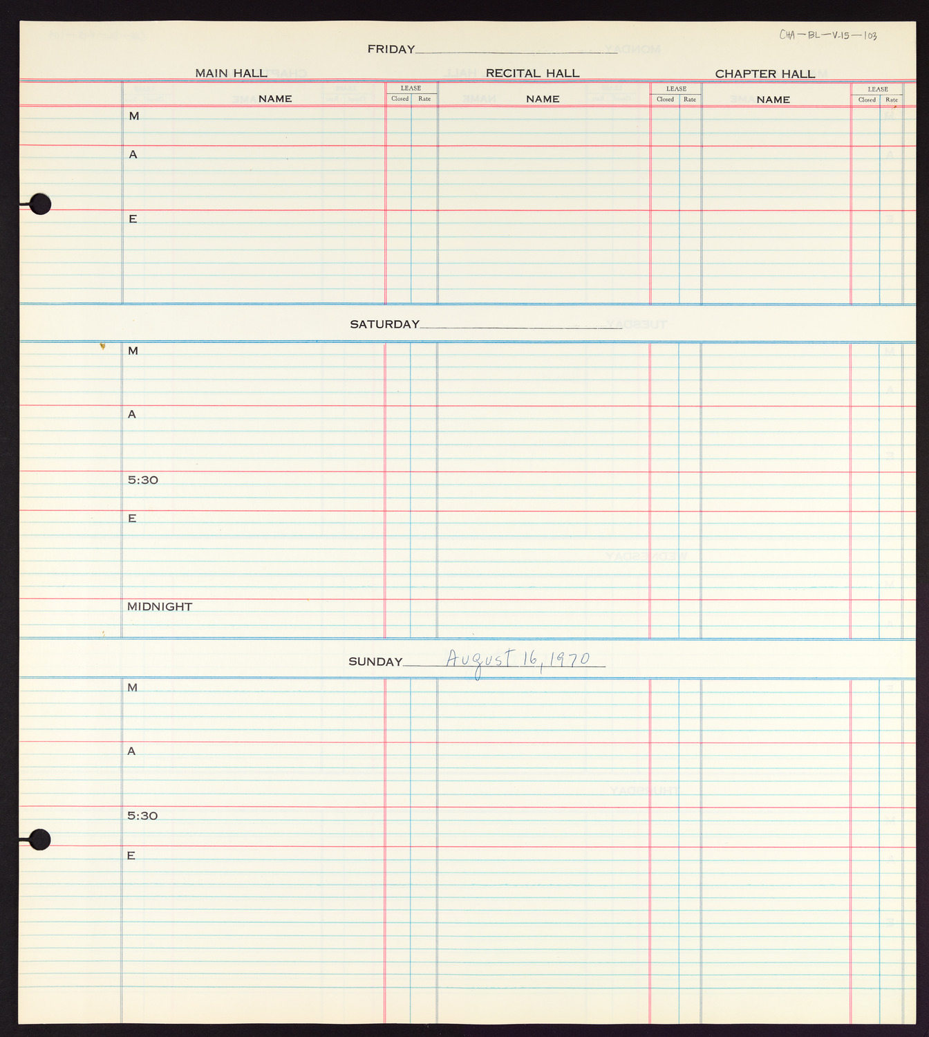 Carnegie Hall Booking Ledger, volume 15, page 103