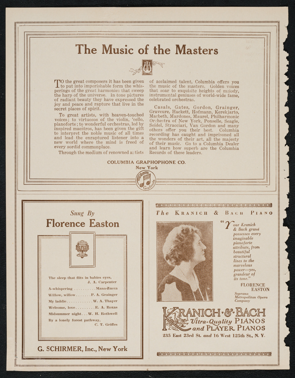 Florence Easton, Soprano, November 2, 1922, program page 6