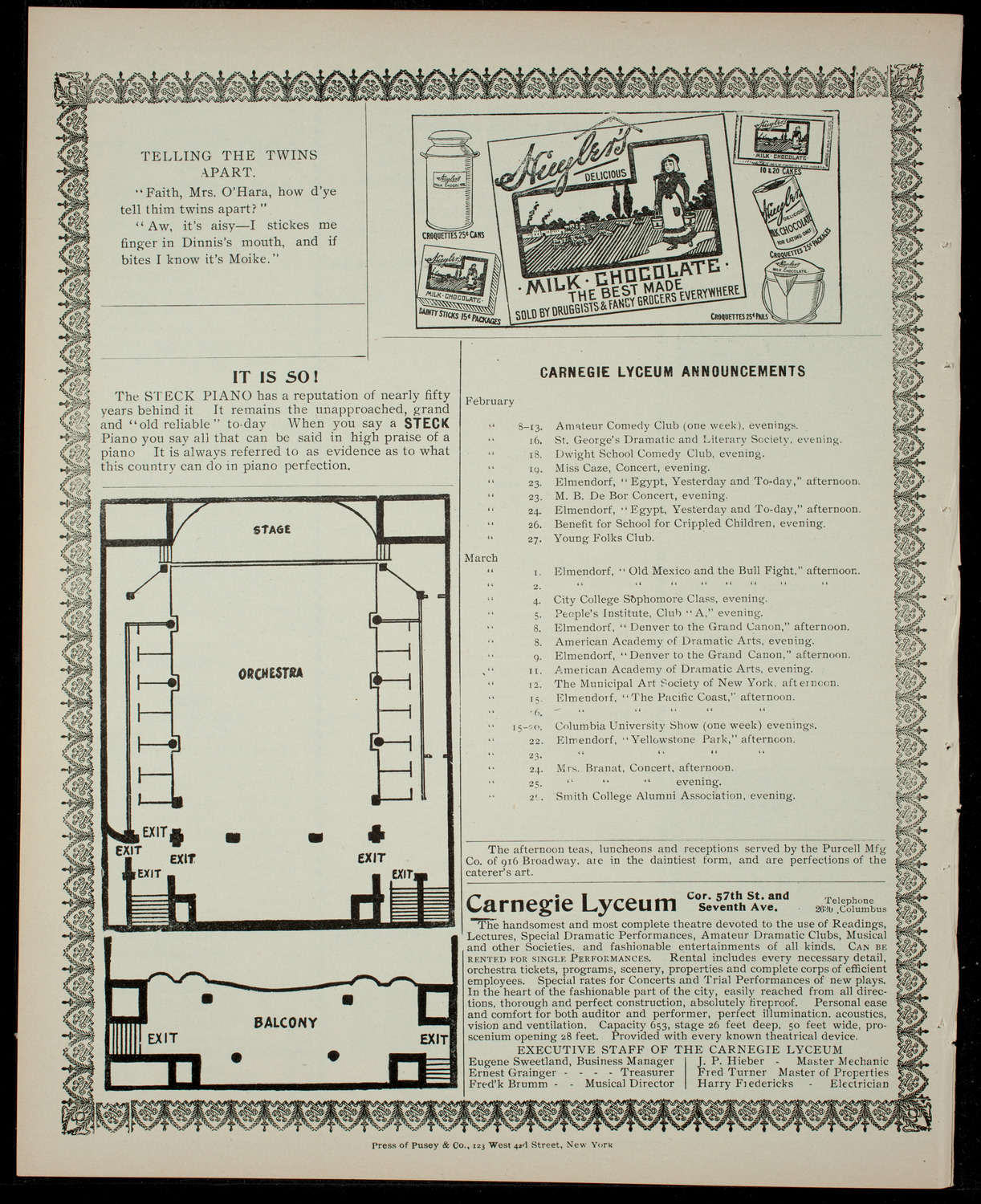 The Haresfoot Club Theatre Group, February 6, 1904, program page 4