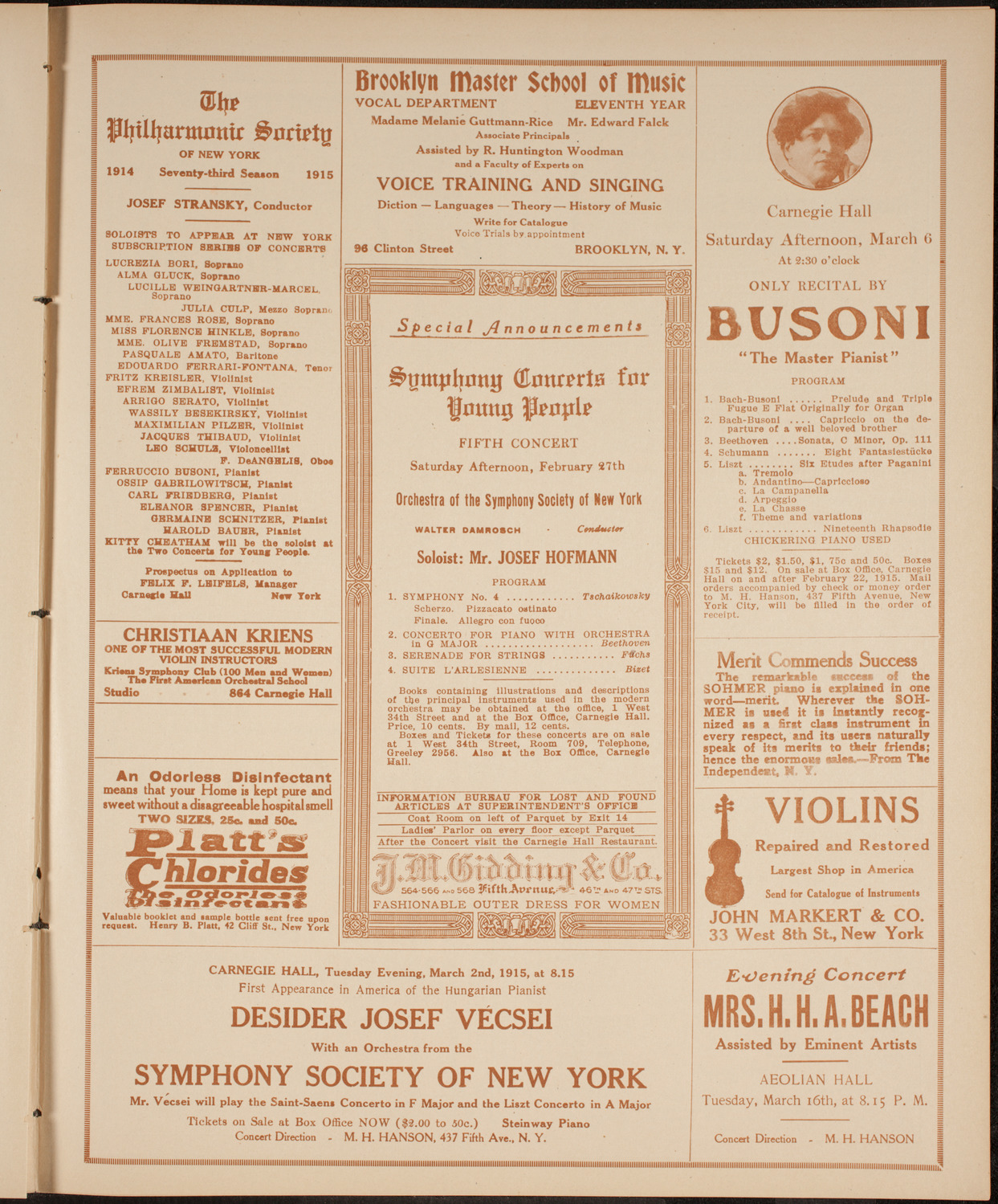 Russian Symphony Society of New York, February 13, 1915, program page 9