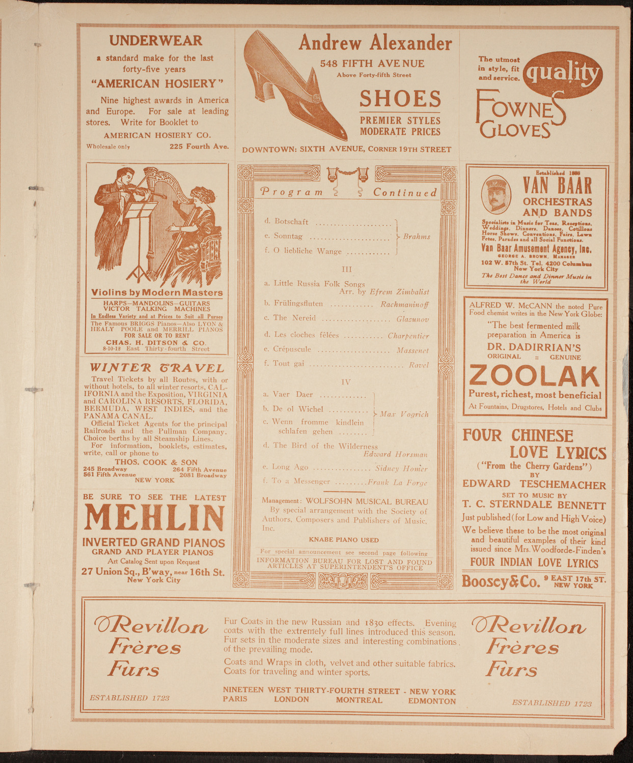 Alma Gluck, Soprano, October 31, 1914, program page 7