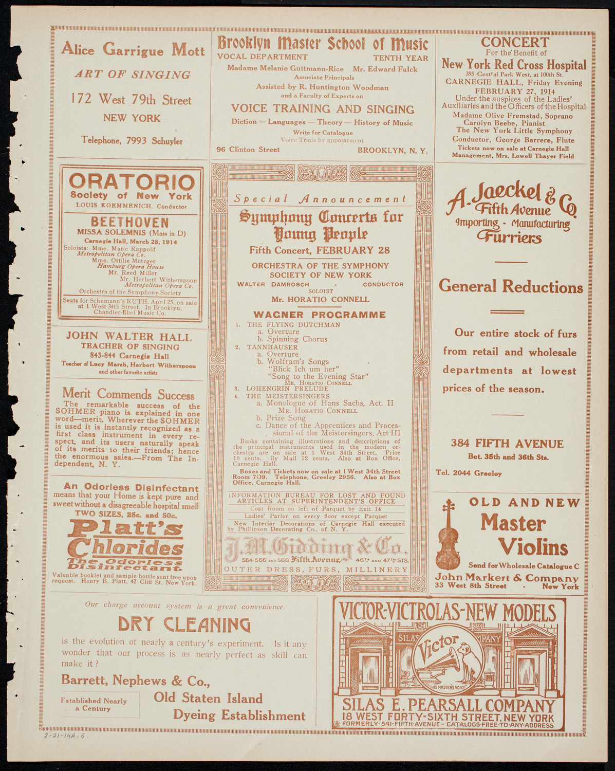 Boston Symphony Orchestra, February 21, 1914, program page 9