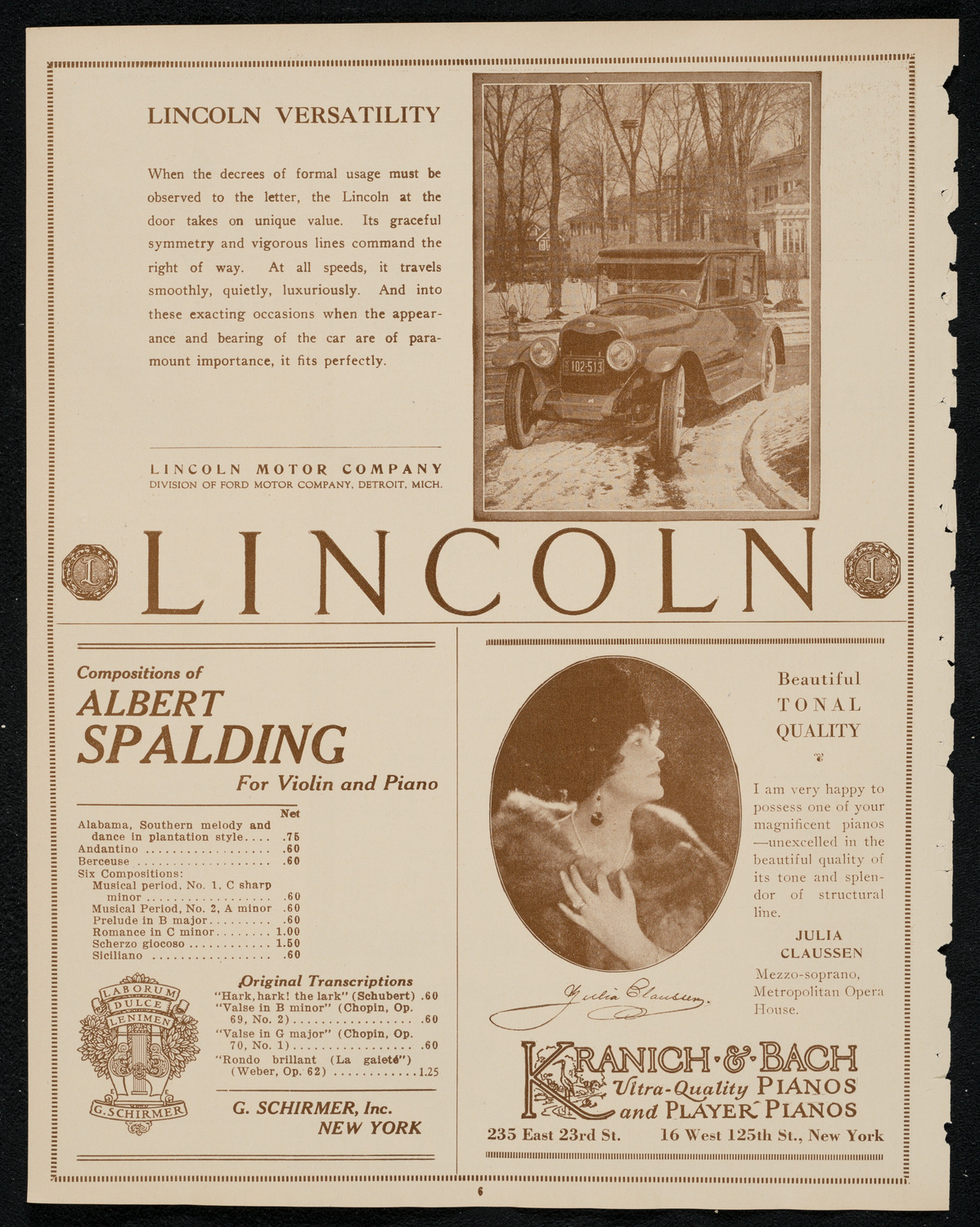 New York Philharmonic Students' Concert, February 6, 1924, program page 6