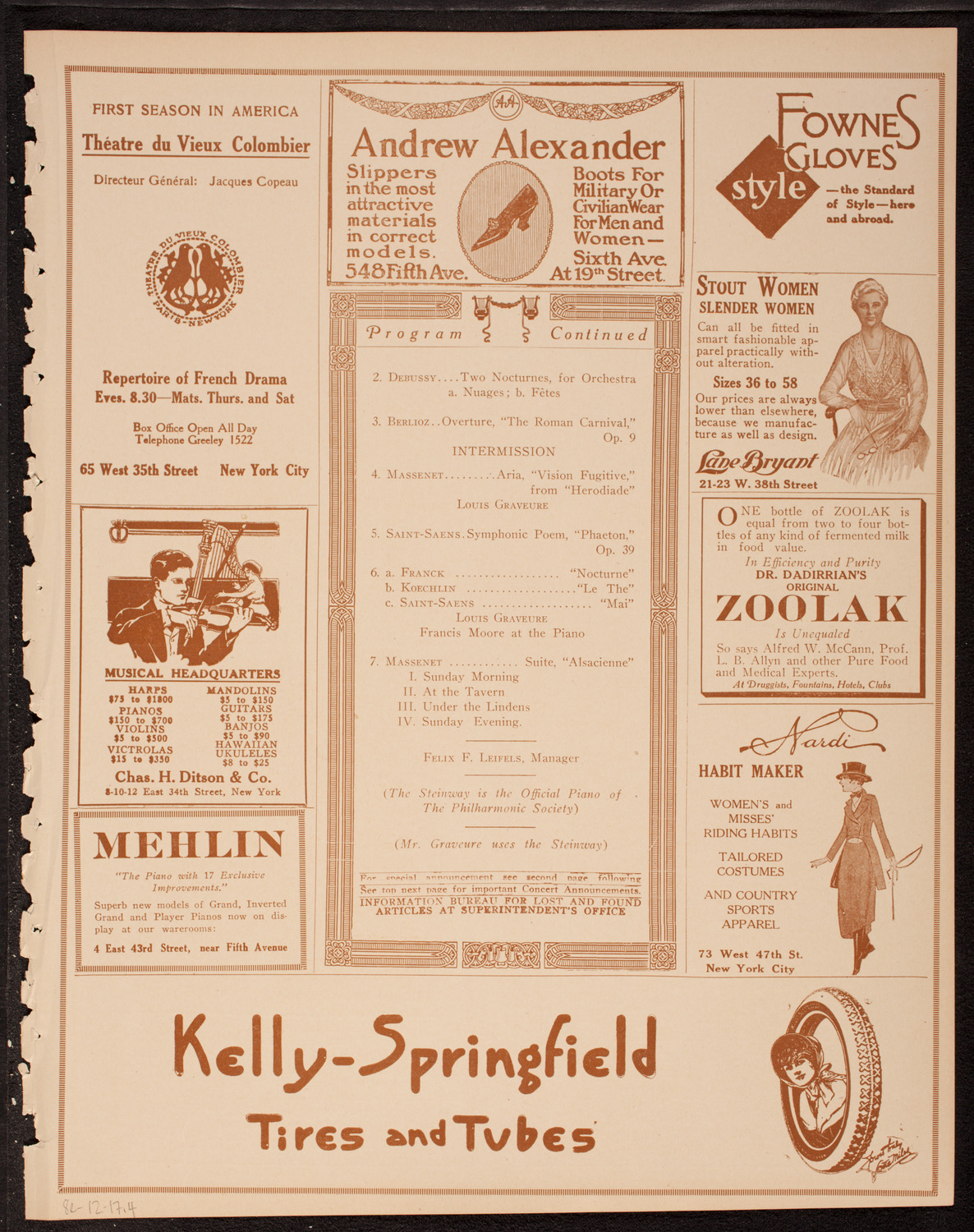 New York Philharmonic, December 8, 1917, program page 7