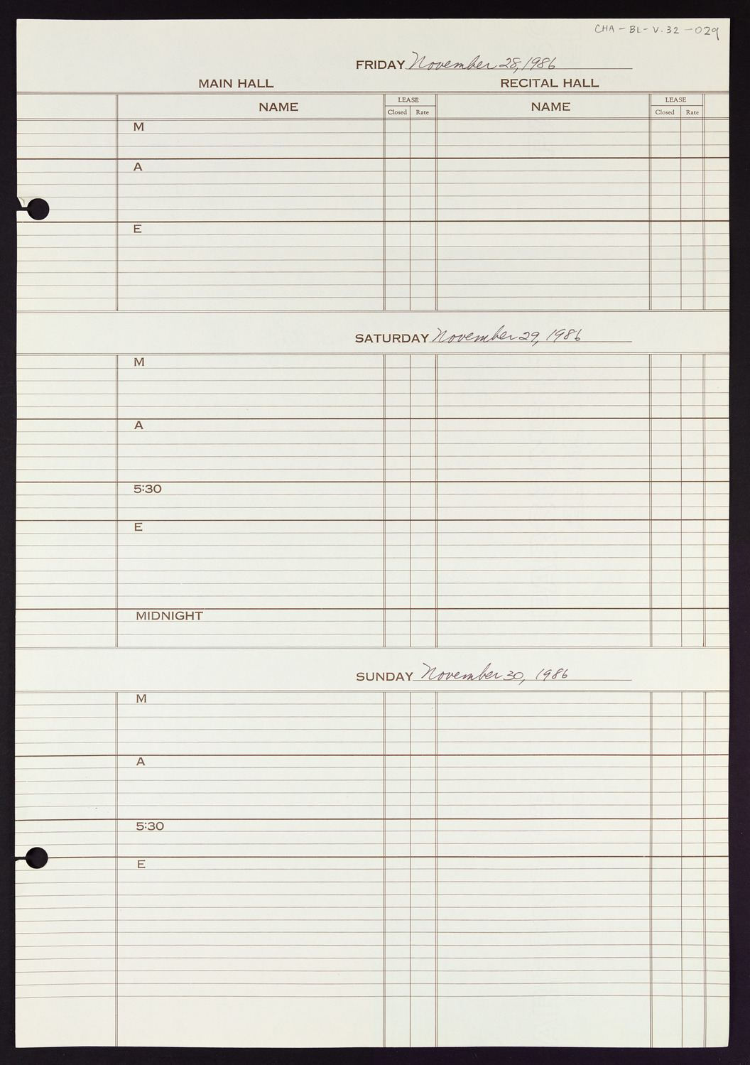 Carnegie Hall Booking Ledger, volume 32, page 29