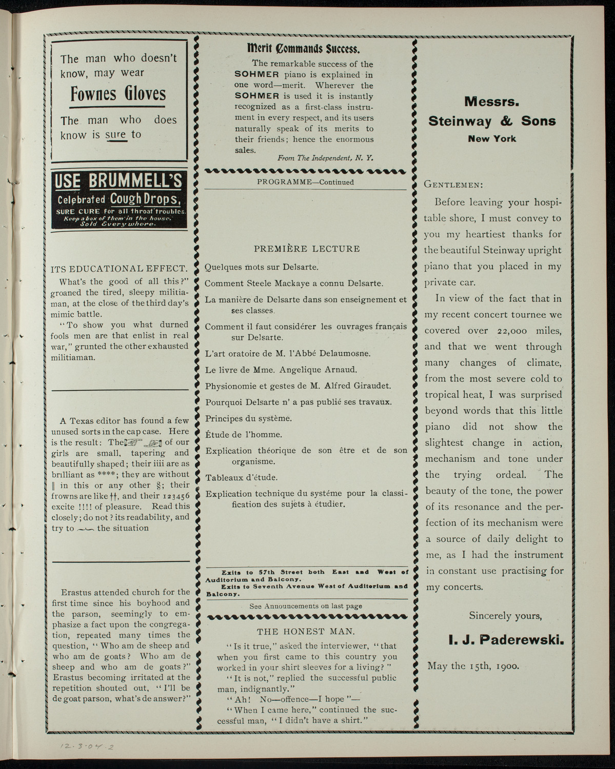 Lecture by Alfred Giraudet, December 3, 1904, program page 3