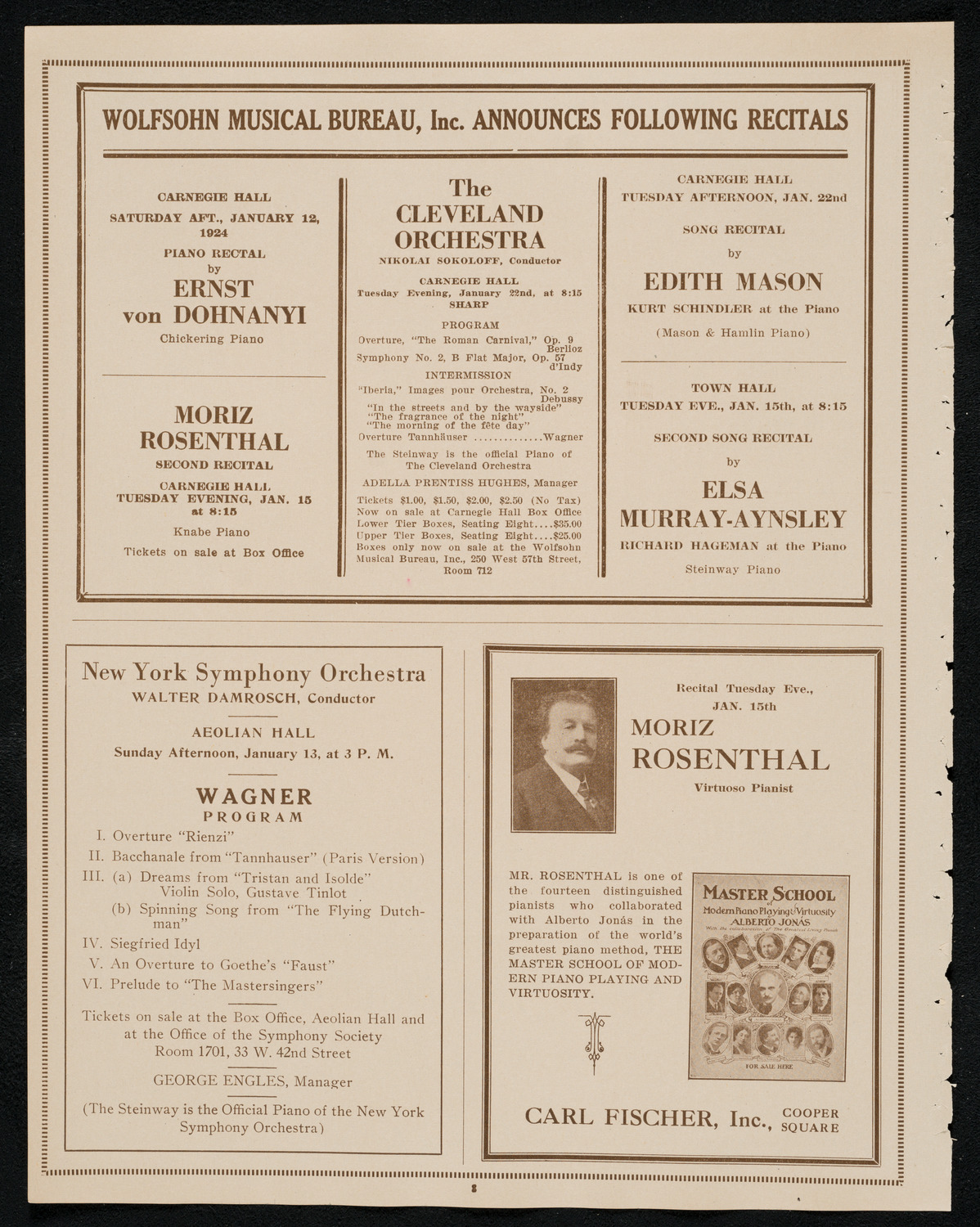 New York Philharmonic, January 10, 1924, program page 8