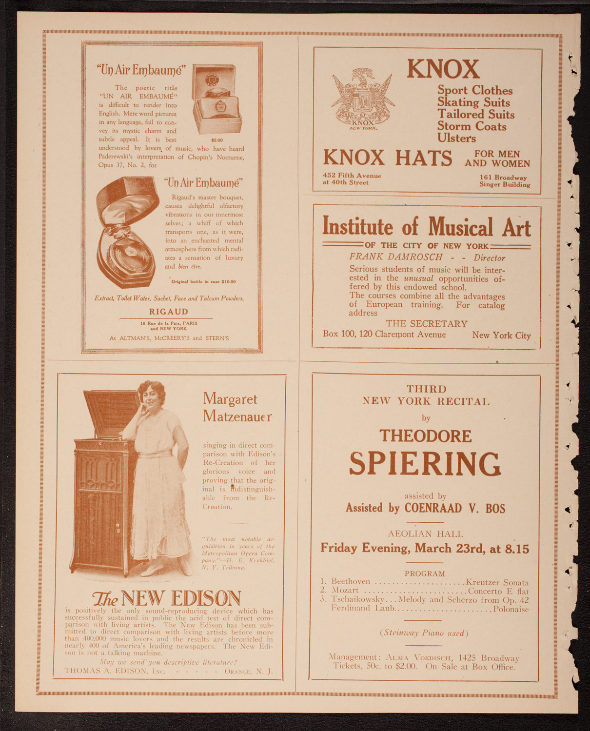 New York Symphony Orchestra, March 15, 1917, program page 2