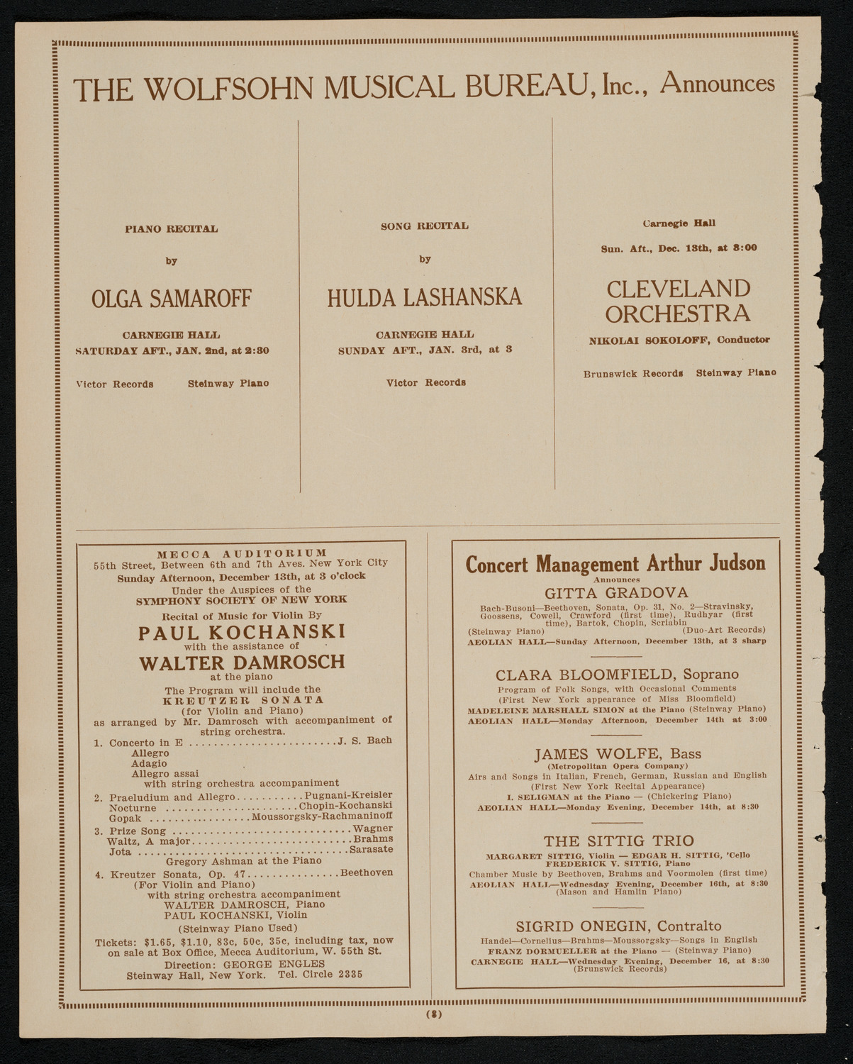 State Symphony Orchestra of New York, December 12, 1925, program page 8