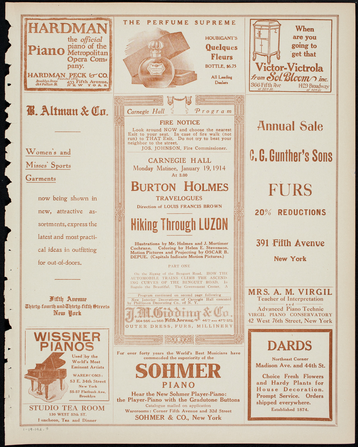Burton Holmes Travelogue: Hiking Through Luzon, January 19, 1914, program page 5