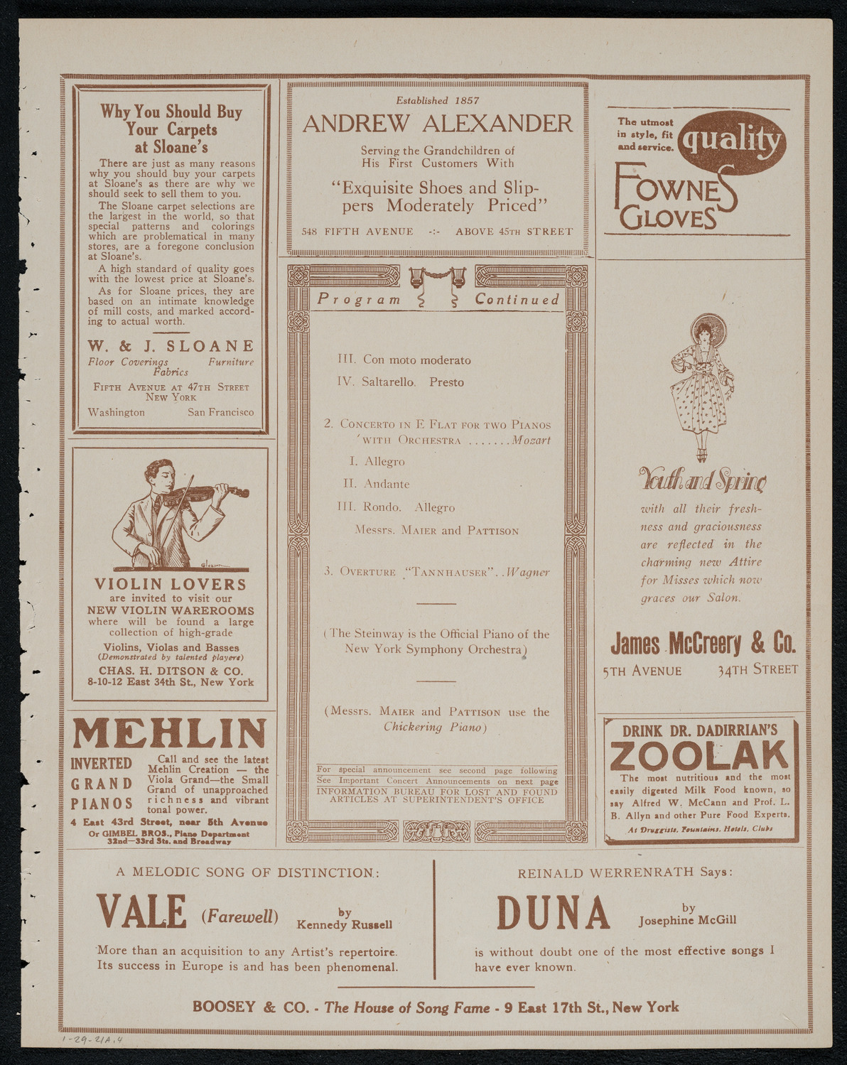 Symphony Concert for Young People, January 29, 1921, program page 7