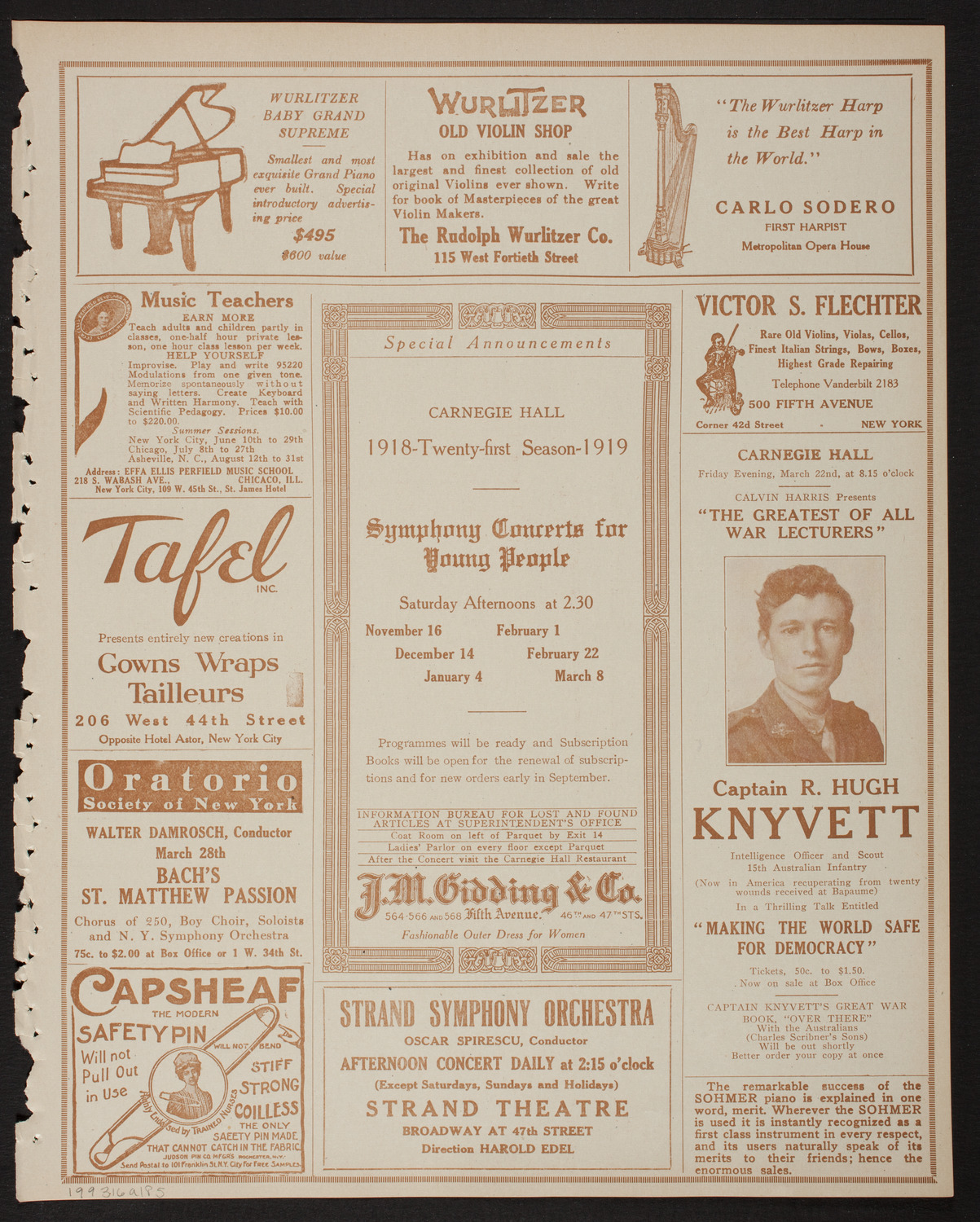 Boston Symphony Orchestra, March 16, 1918, program page 9