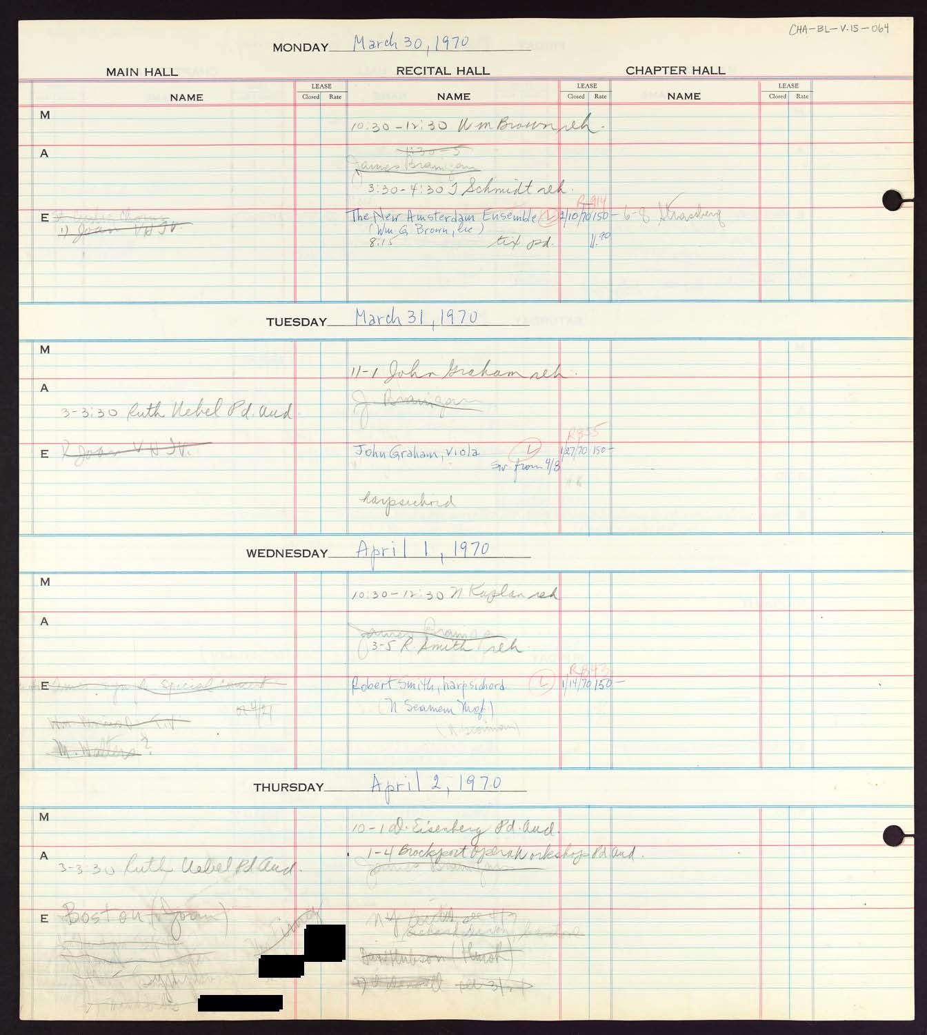 Carnegie Hall Booking Ledger, volume 15, page 64