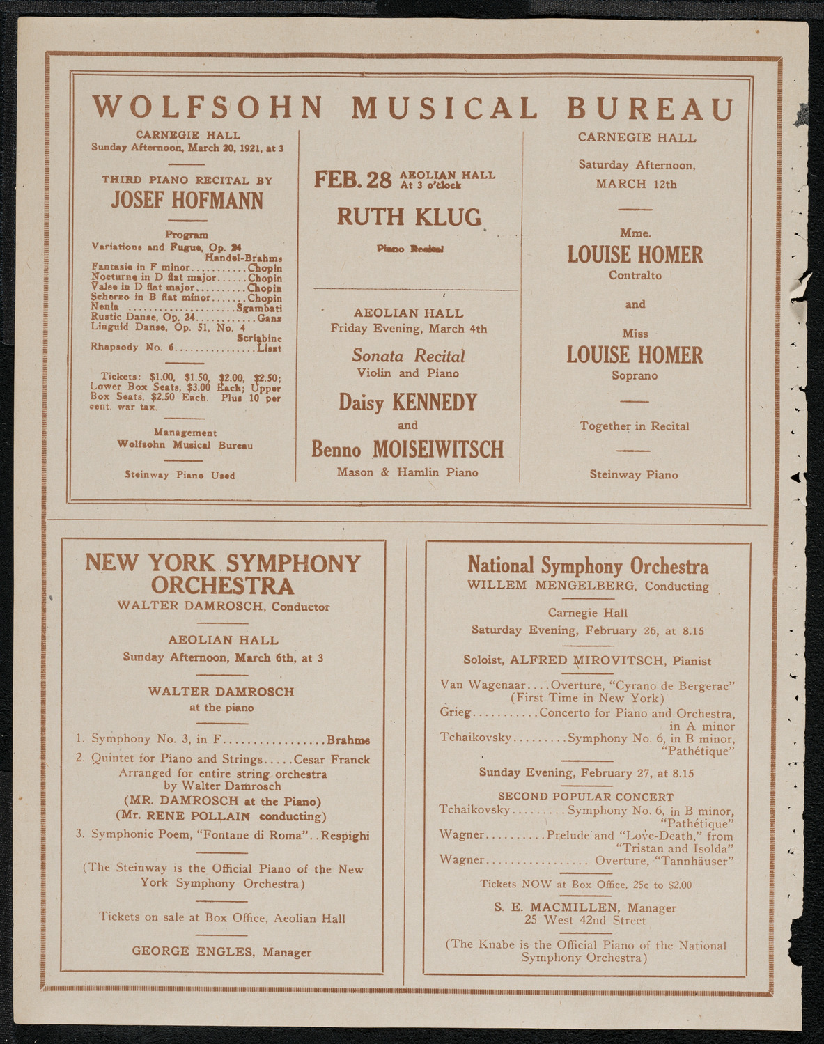 Lecture by Sir Philip Gibbs, February 25, 1921, program page 8