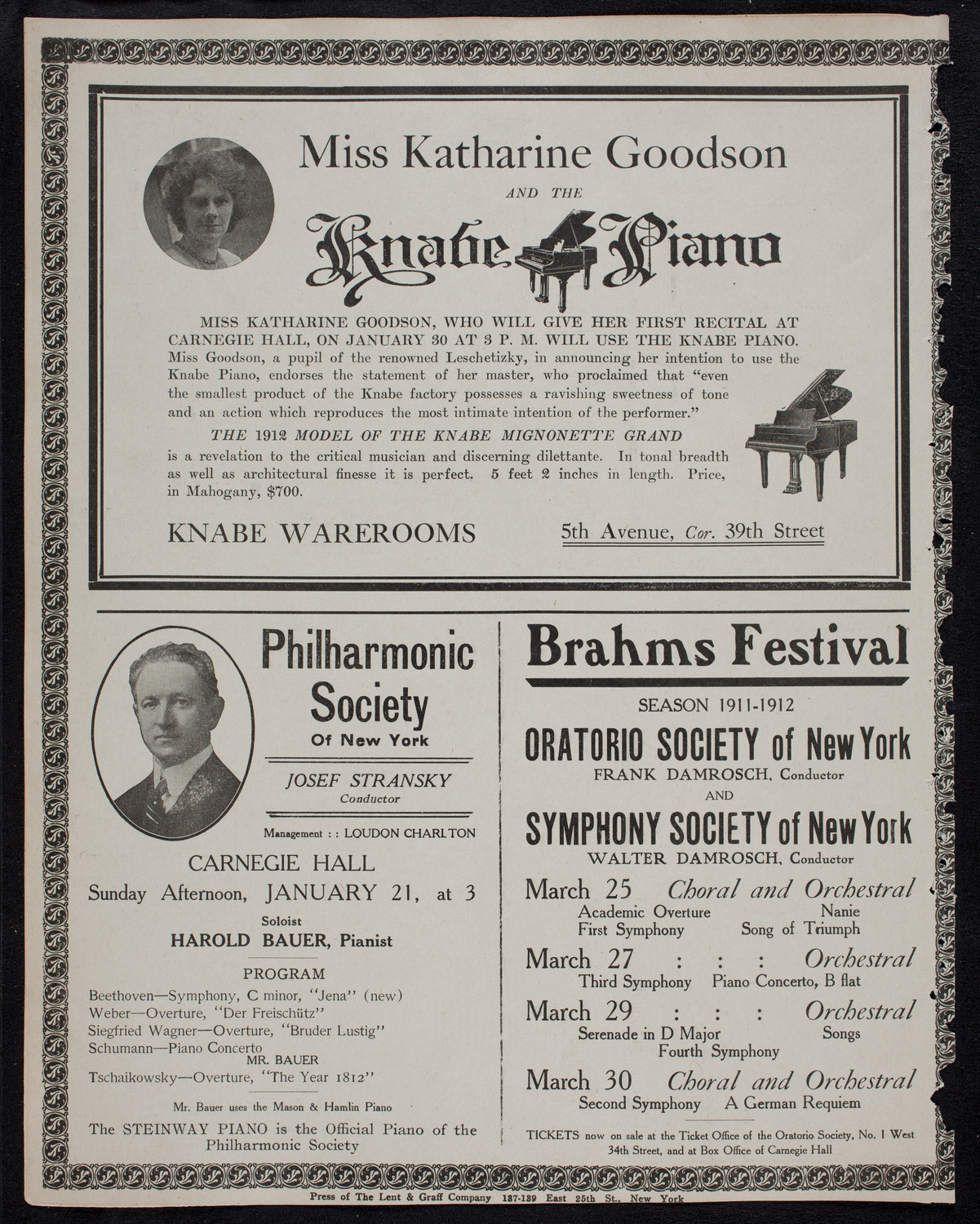 New York Philharmonic, January 18, 1912, program page 12