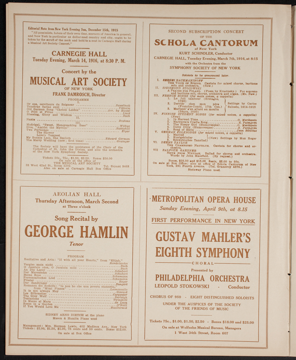 Minneapolis Symphony Orchestra, February 26, 1916, program page 10