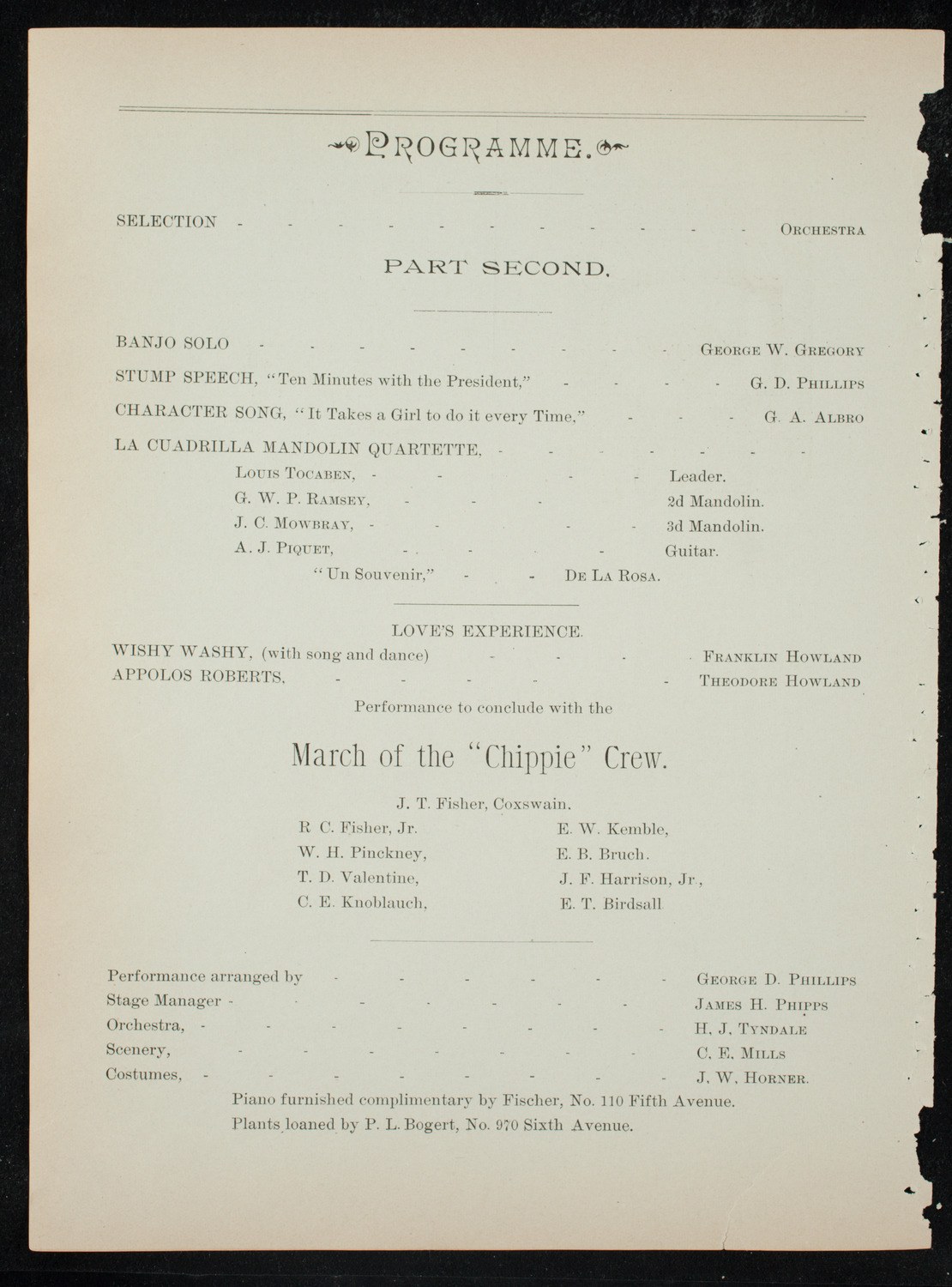 New York Athletic Club Amateur Minstrel Show, December 12, 1891, program page 8