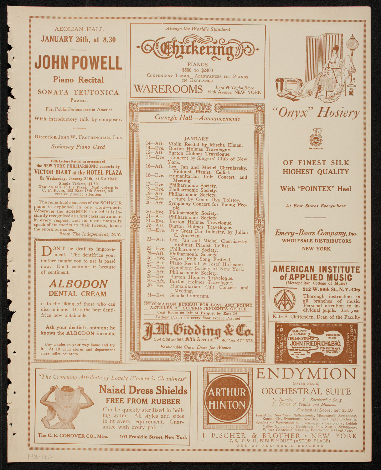 Lecture by Lowell Jackson Thomas, January 13, 1917, program page 3