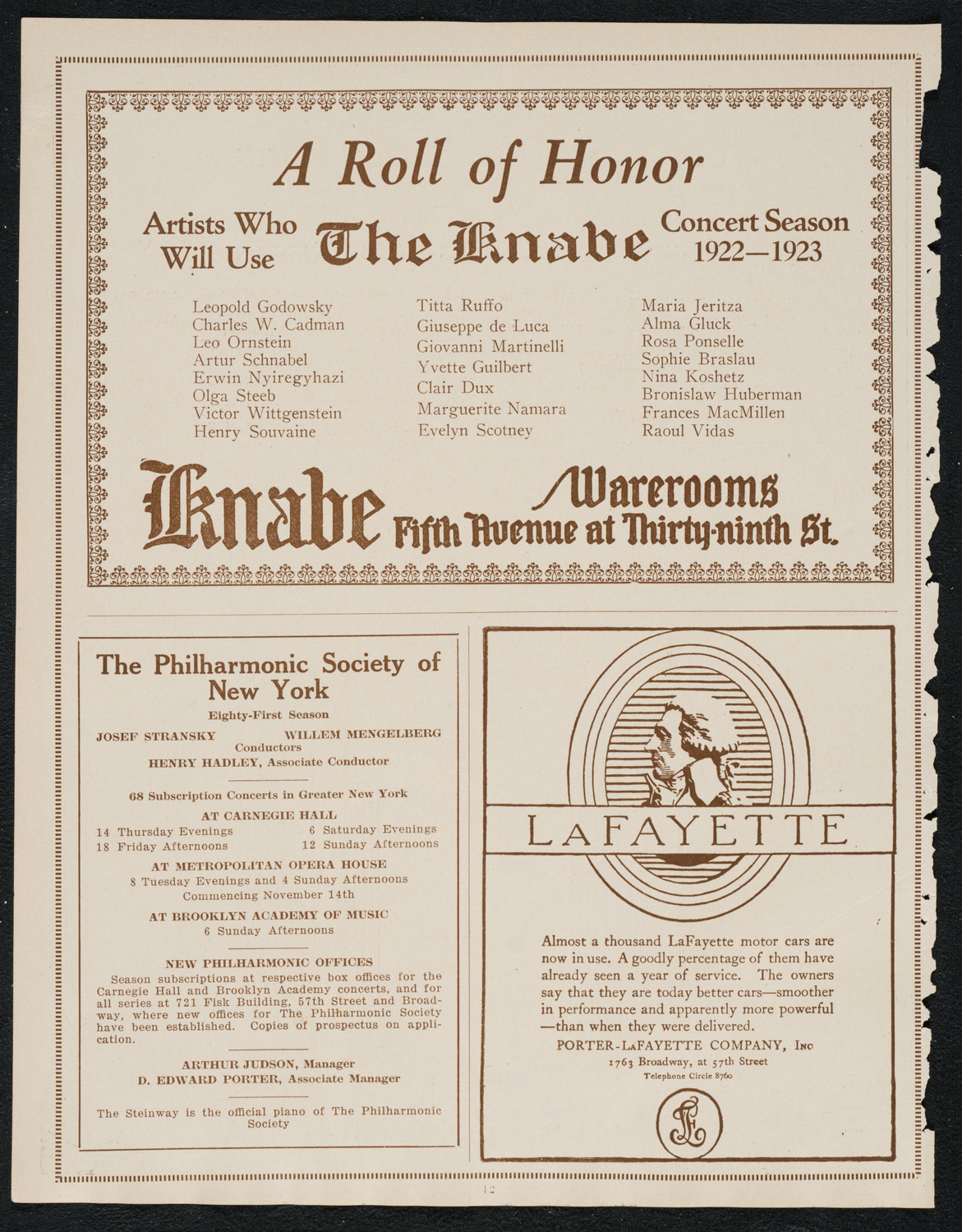Reinald Werrenrath, Baritone, October 22, 1922, program page 12