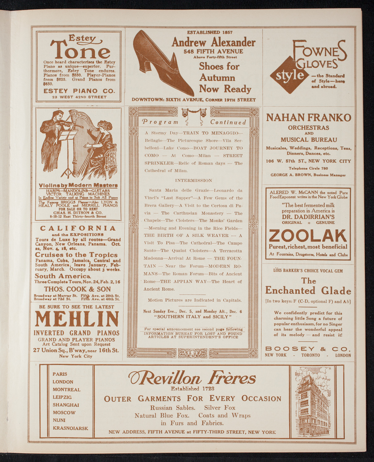 Elmendorf Lecture: Northern Italy, November 29, 1915, program page 7