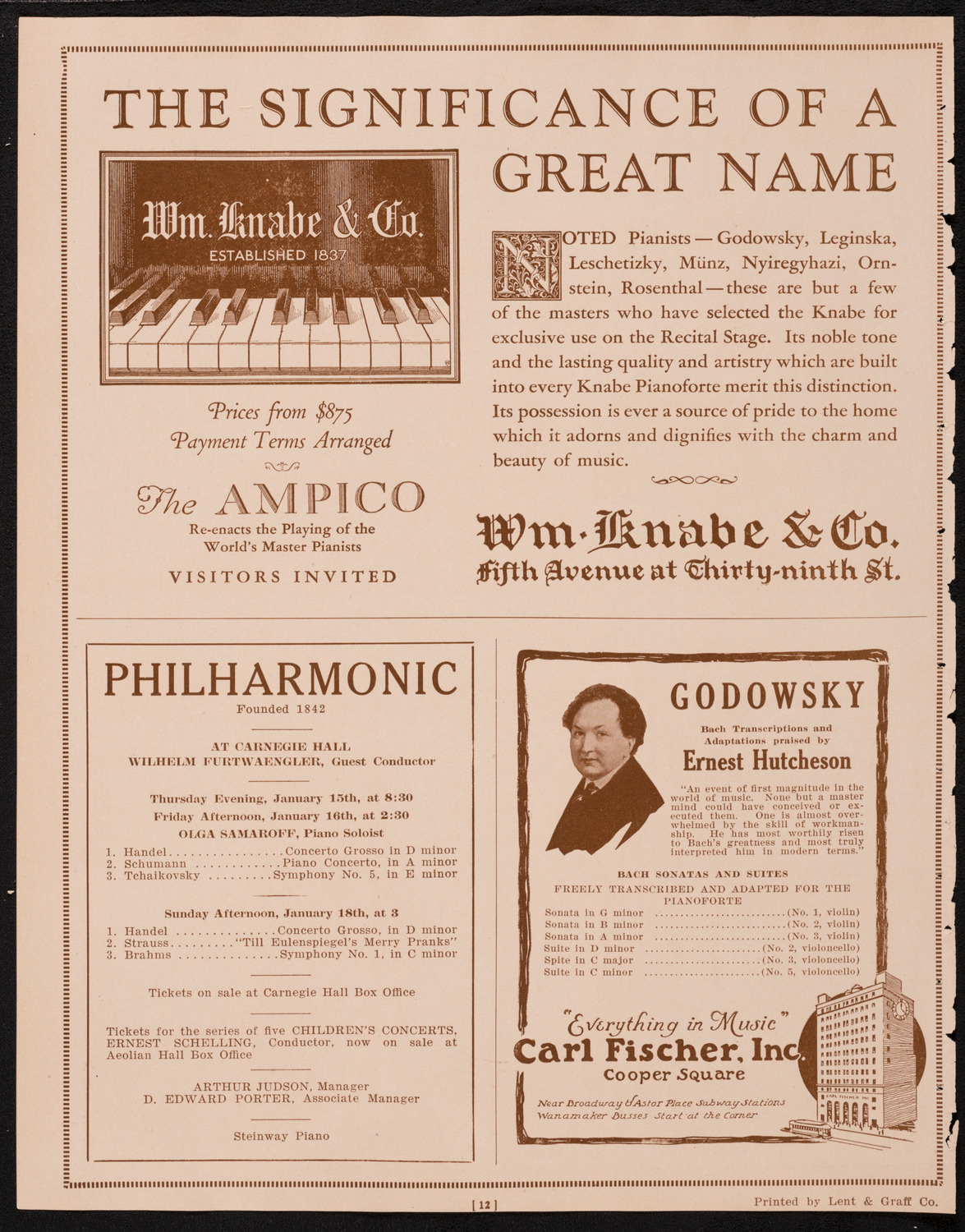 Arno Segall, Violin, January 14, 1925, program page 12