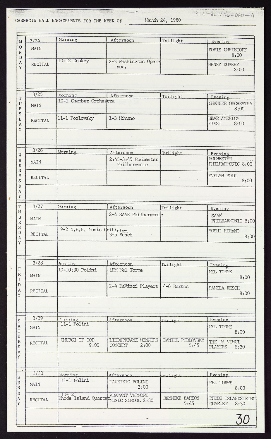 Carnegie Hall Booking Ledger, volume 25, page 60a