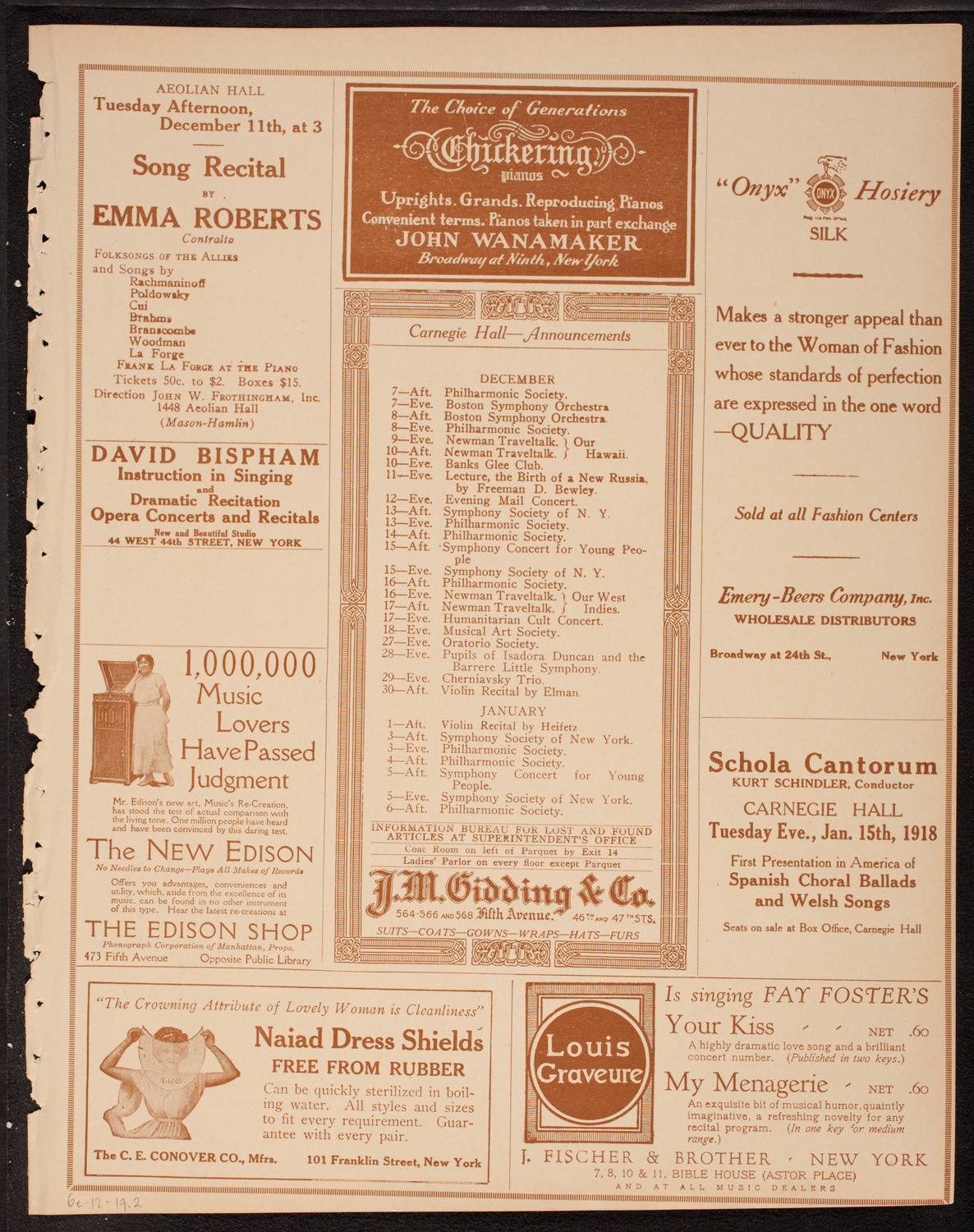 New York Philharmonic, December 6, 1917, program page 3