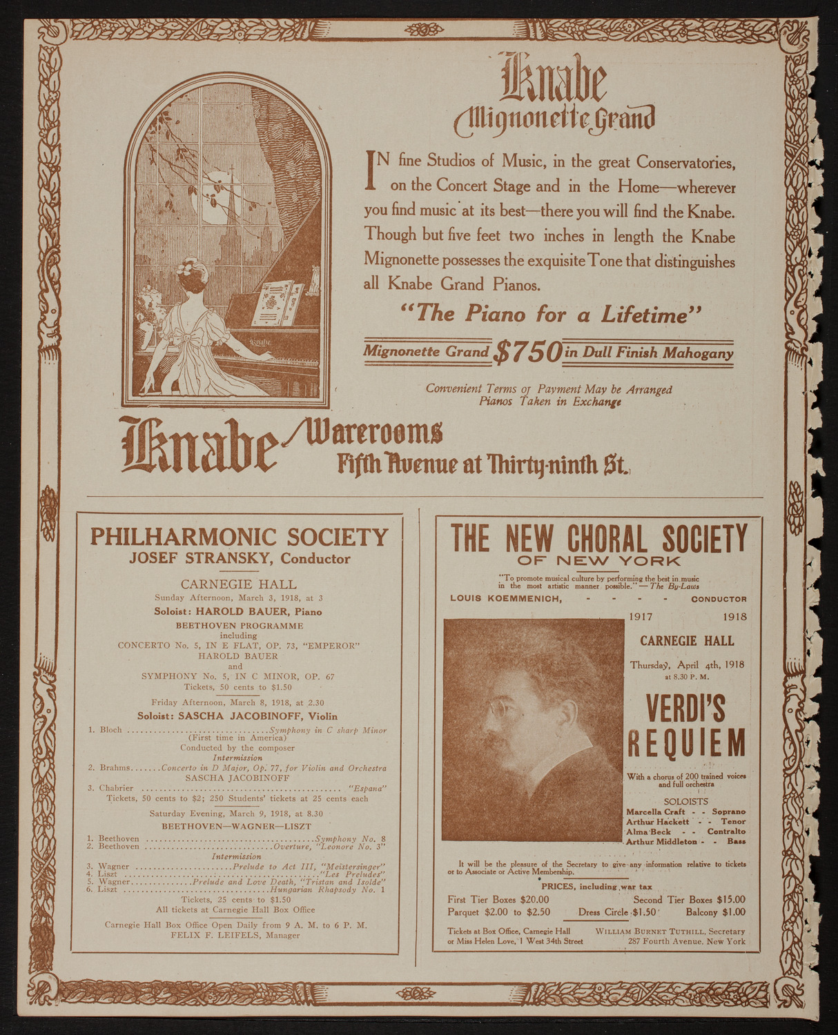 New York Philharmonic, February 28, 1918, program page 12