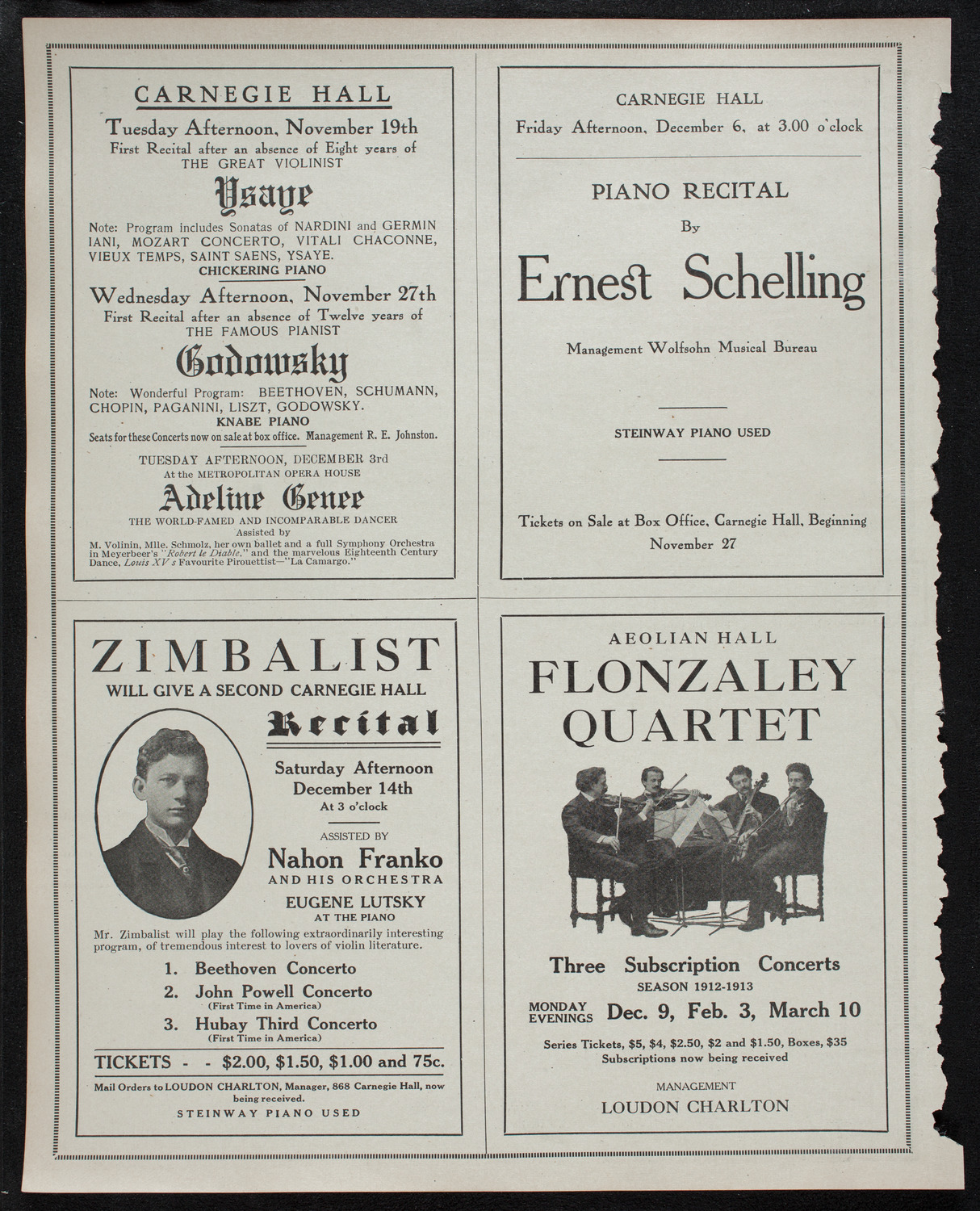 New York Philharmonic, November 15, 1912, program page 10