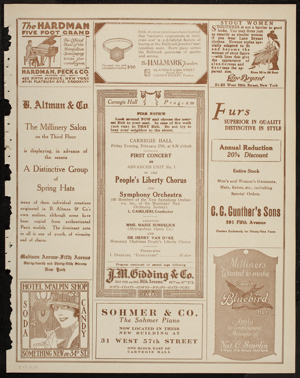 People's Liberty Chorus, February 27, 1920, program page 5