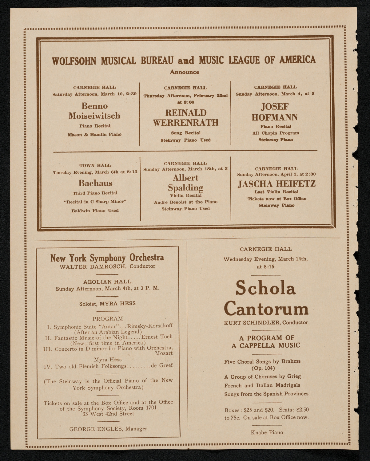 John Corigliano, Violin, February 18, 1923, program page 8