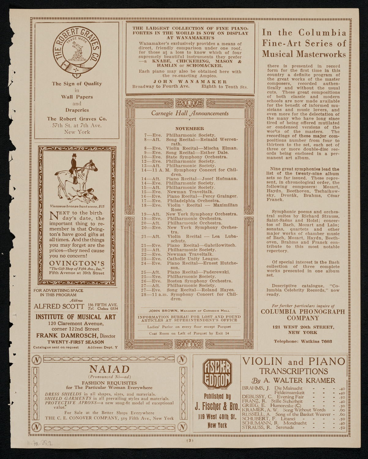 Symphony Concert for Young People, November 7, 1925, program page 3