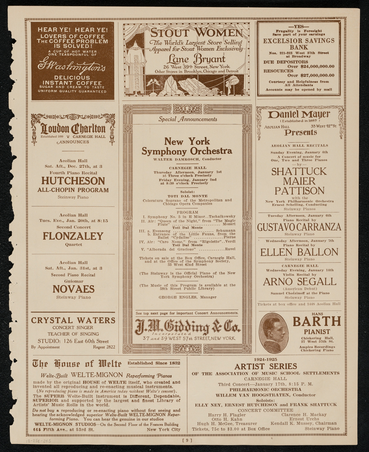 Oratorio Society of New York, December 25, 1924, program page 9