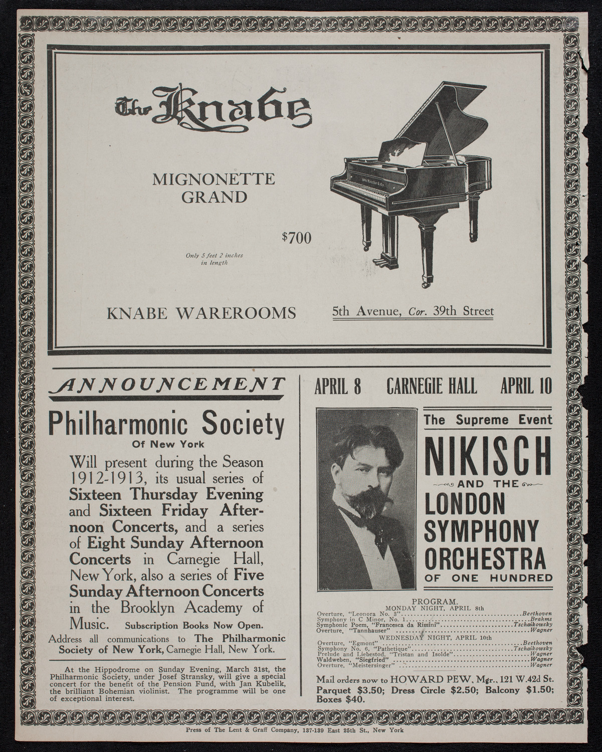 Arthur Friedheim, Piano, March 31, 1912, program page 12