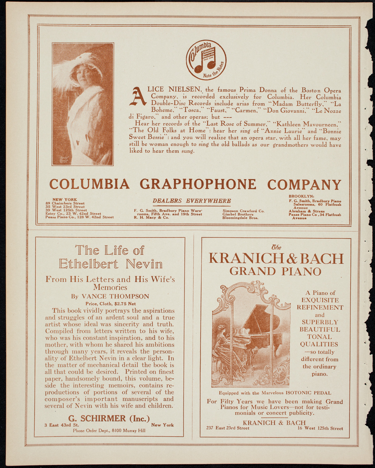 Alice Nielsen and Jean Gerardy, January 18, 1914, program page 6