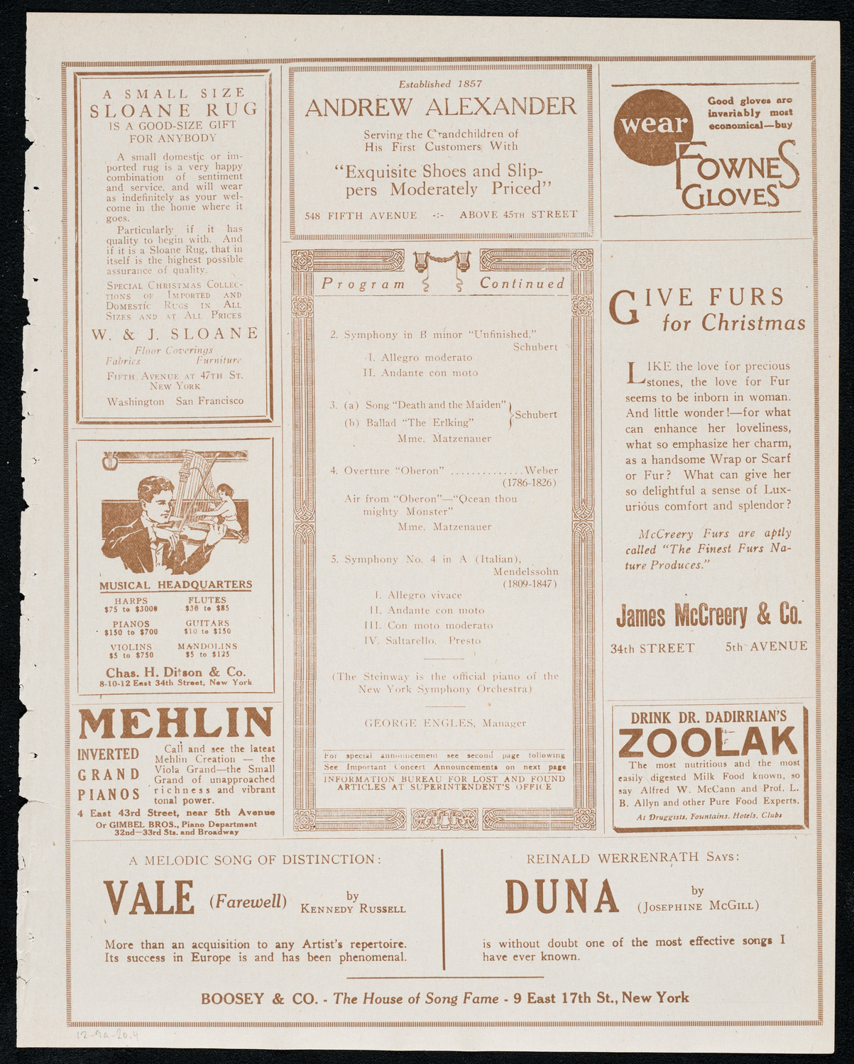 New York Symphony Orchestra, December 9, 1920, program page 7