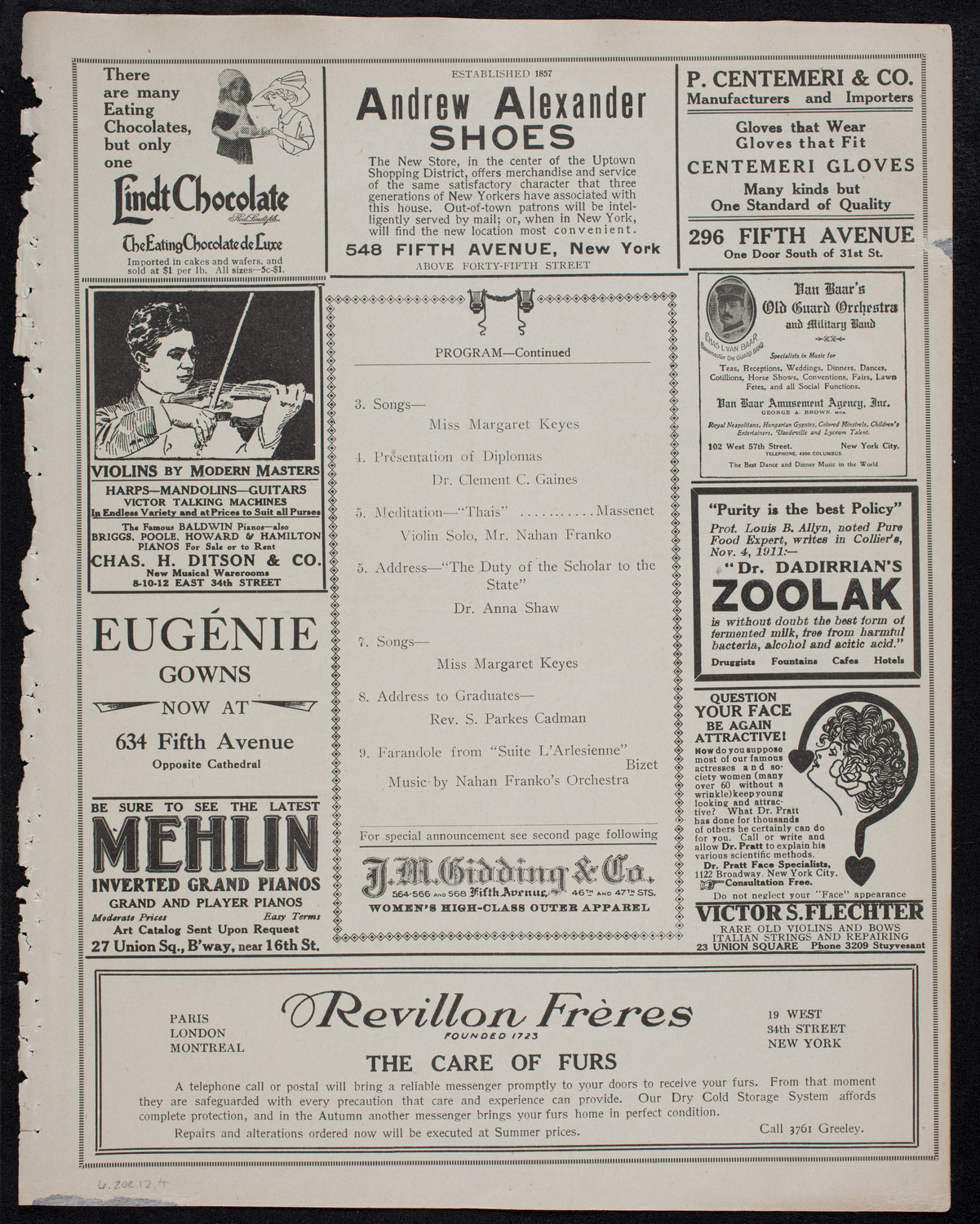 Graduation: Eastman-Gaines School, June 20, 1912, program page 7