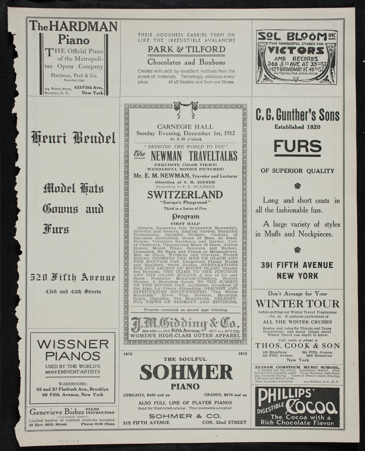 Newman Traveltalks: Switzerland, December 1, 1912, program page 5