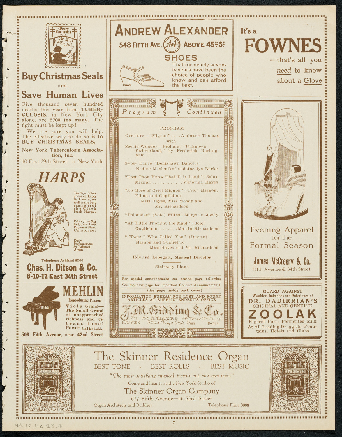 Mignon, A Motion Picture Illustration, December 11, 1923, program page 7