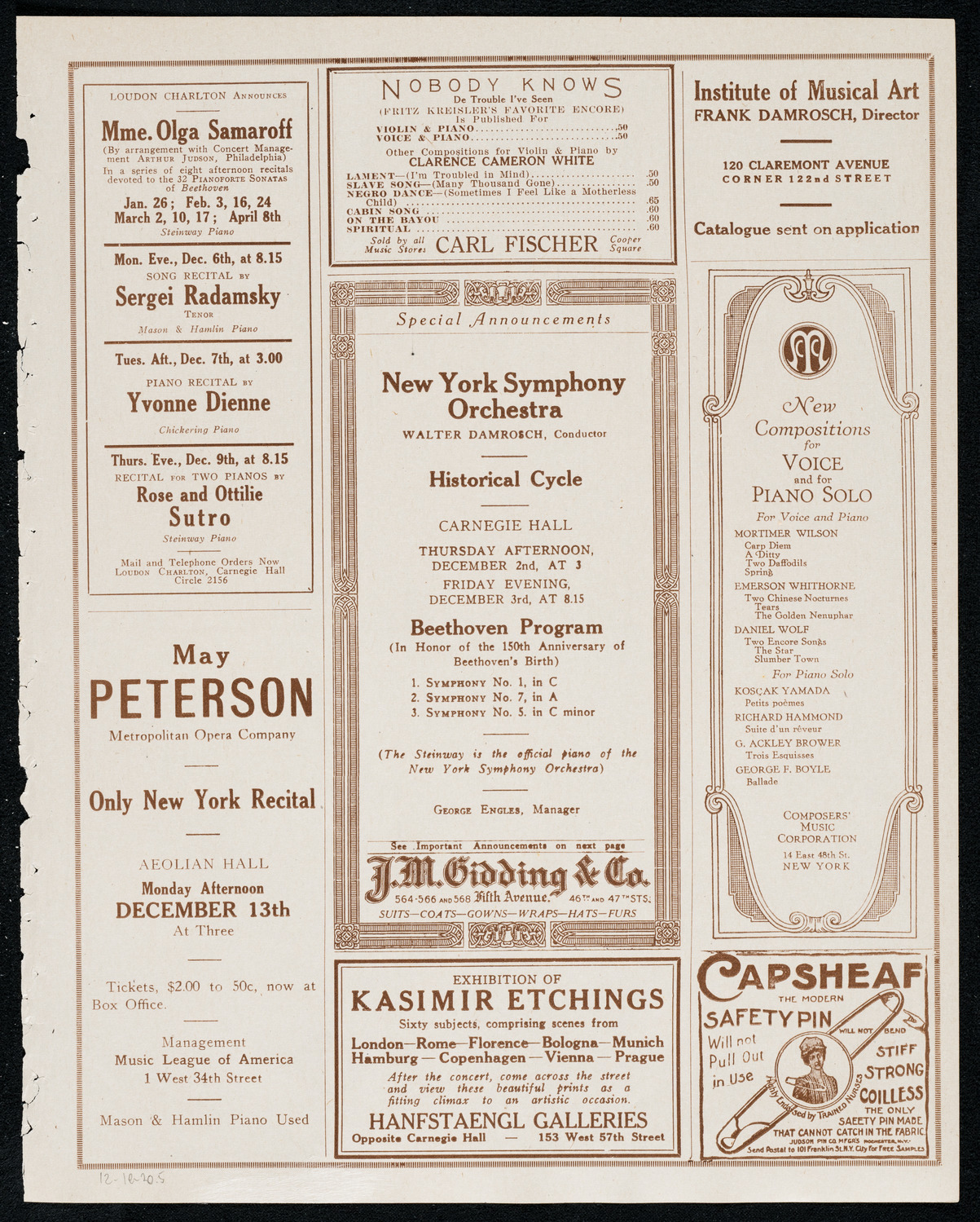 Festival of Jewish Music featuring Joseph Rosenblatt and Zimro, December 1, 1920, program page 9