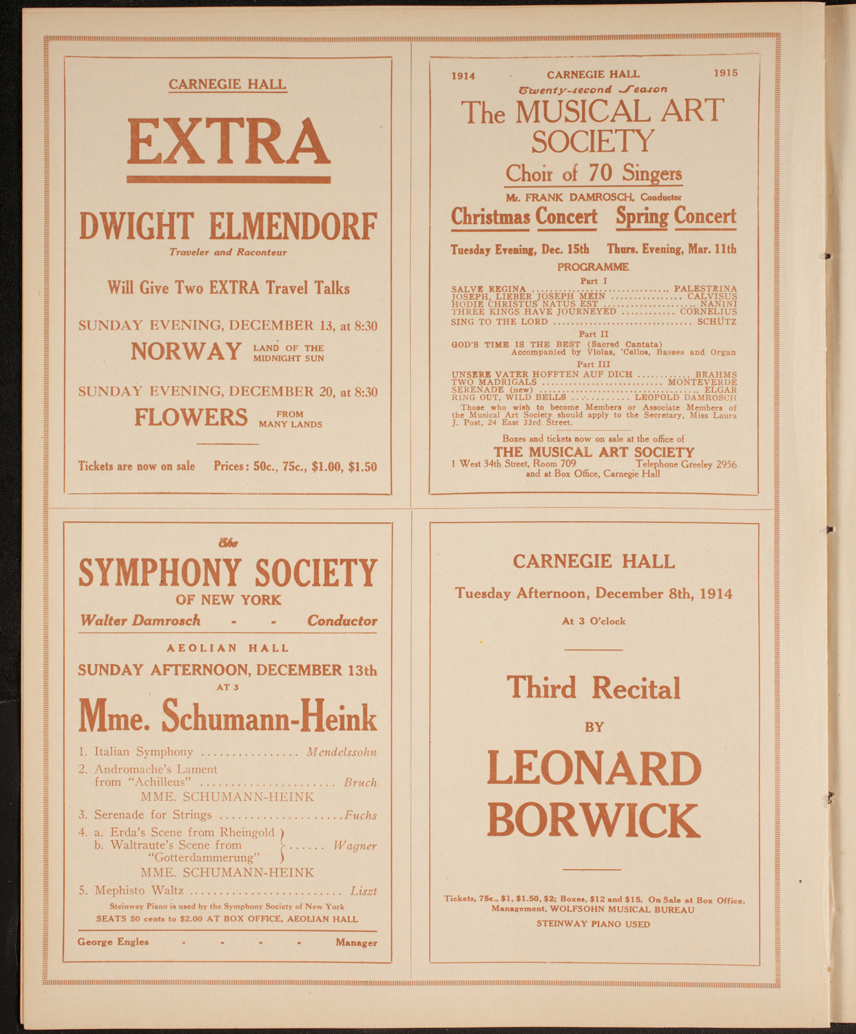 Leonard Borwick, Piano, December 8, 1914, program page 8