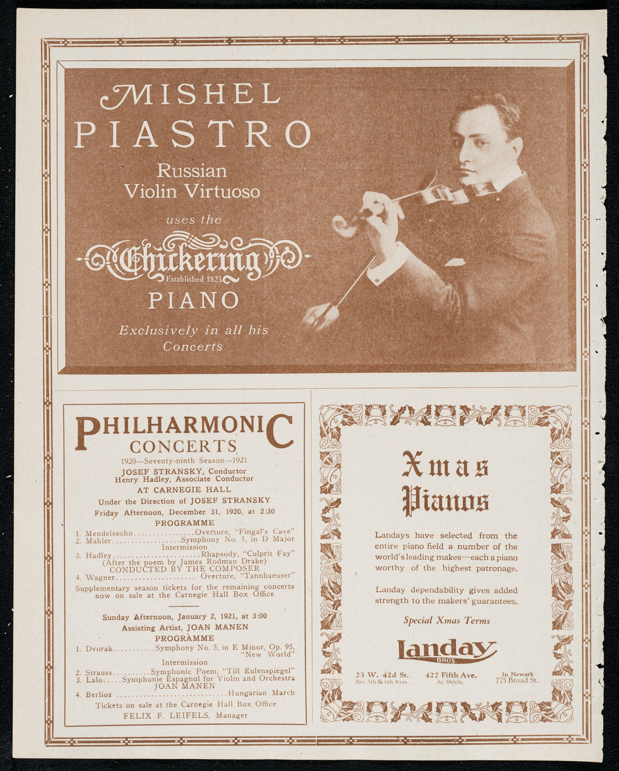 Philadelphia Orchestra, December 21, 1920, program page 12