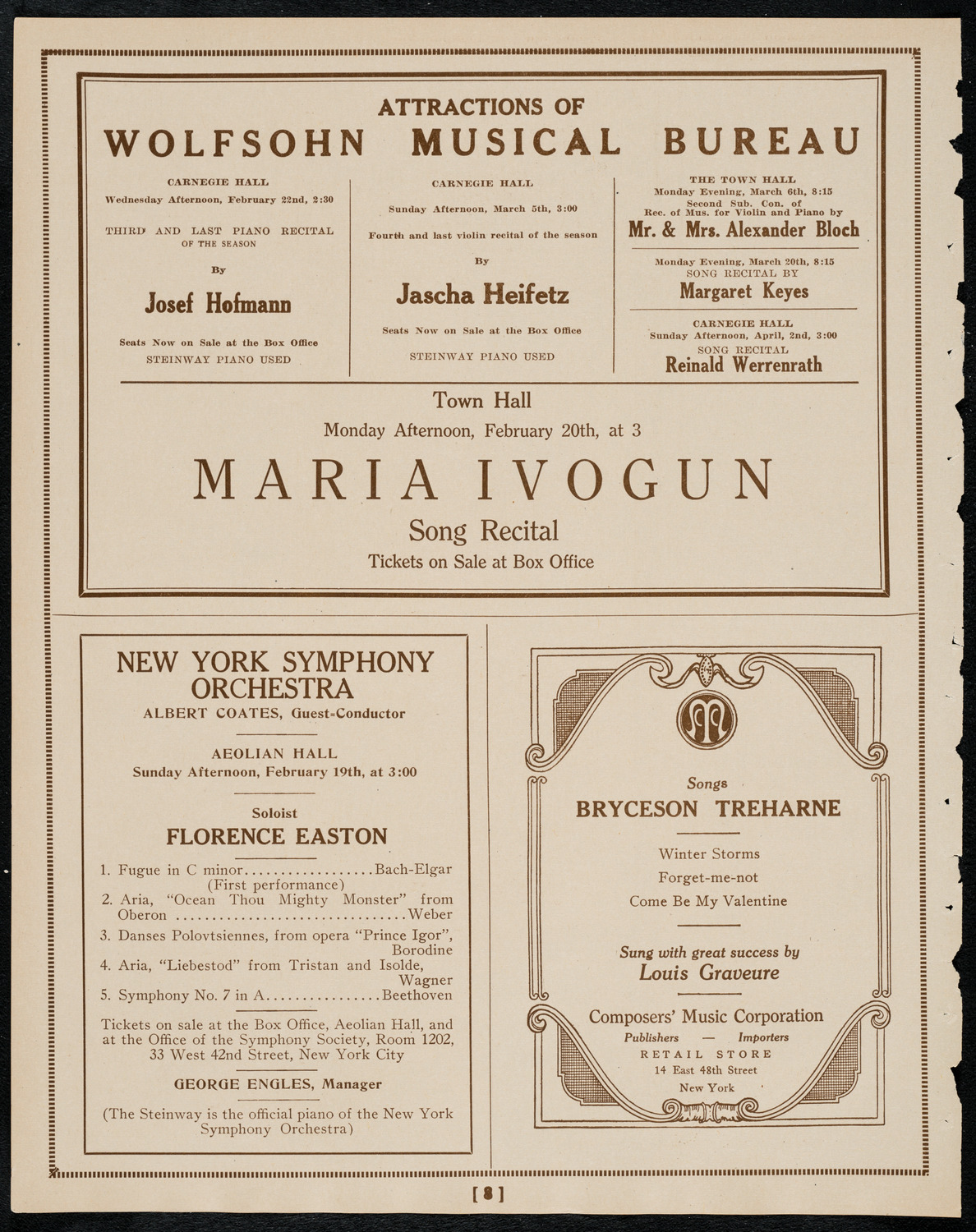 Paulist Choir, February 13, 1922, program page 8