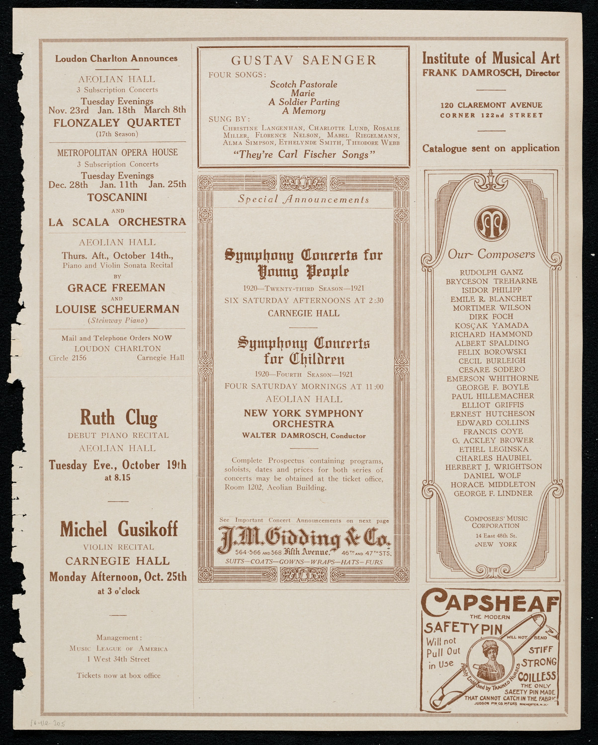Leopold Godowsky, Piano, October 11, 1920, program page 9