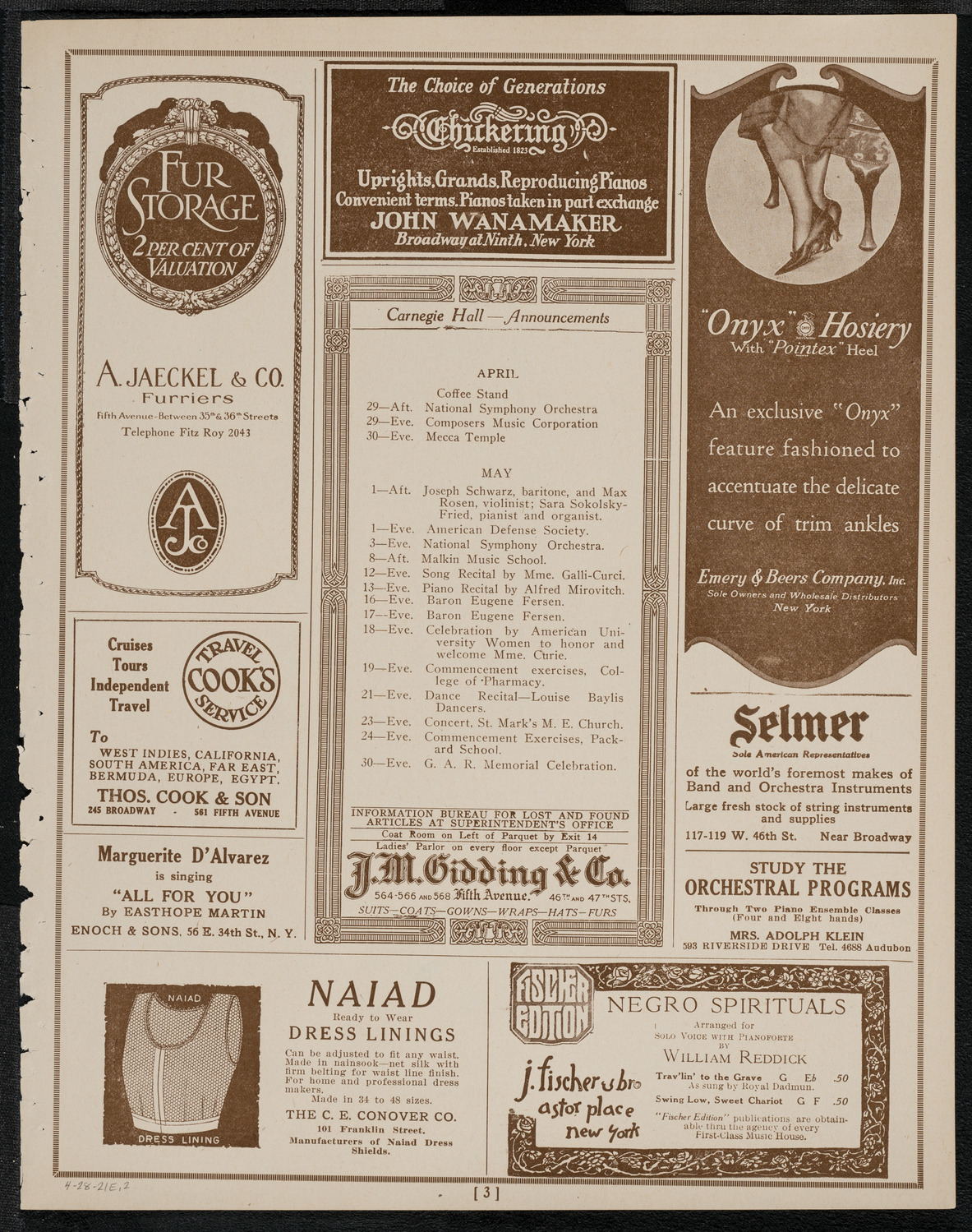 Benefit: St. Andrews One Cent Coffee Stands Society, April 28, 1921, program page 3
