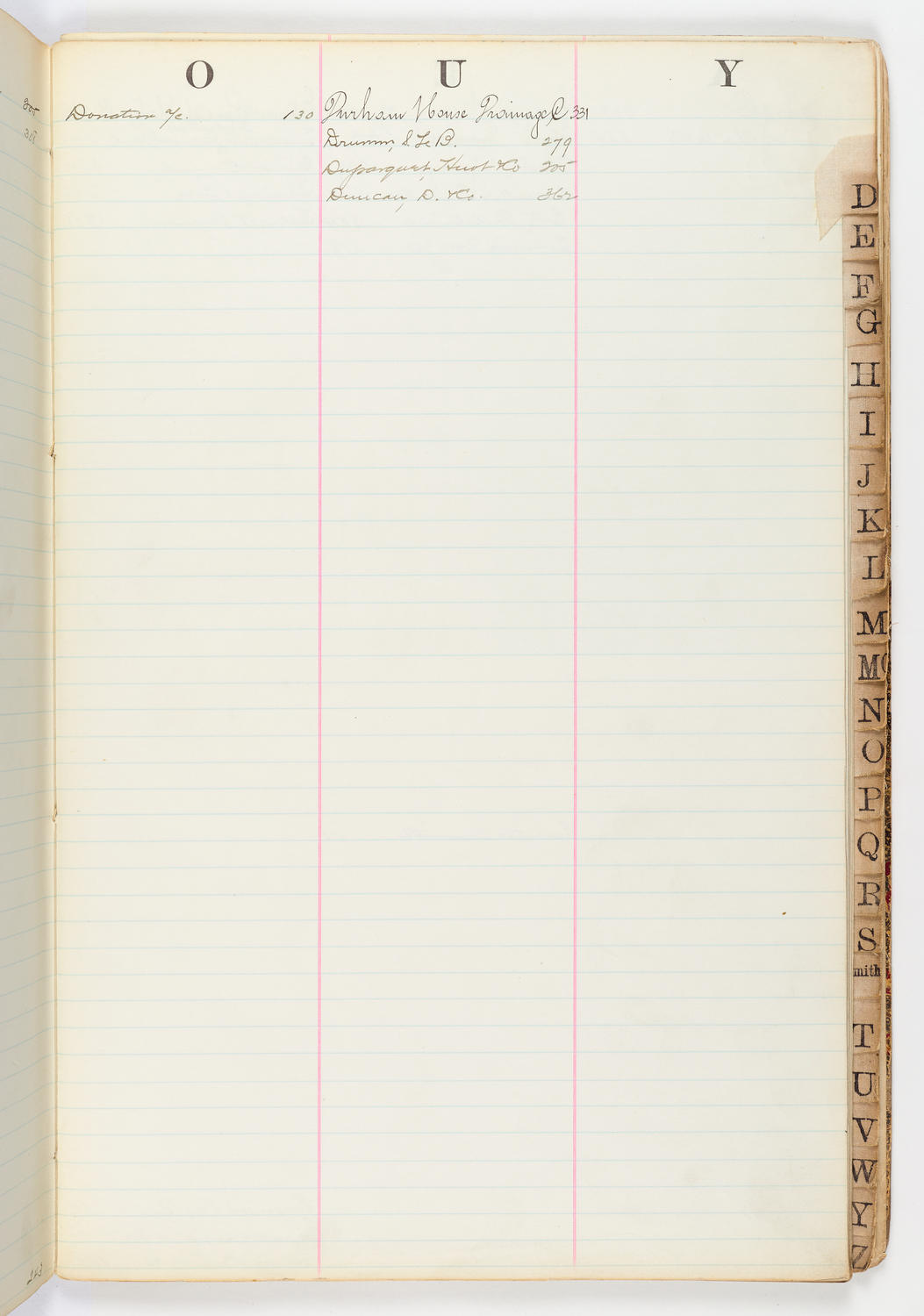 Music Hall Account Ledger Index, volume 2, page 11