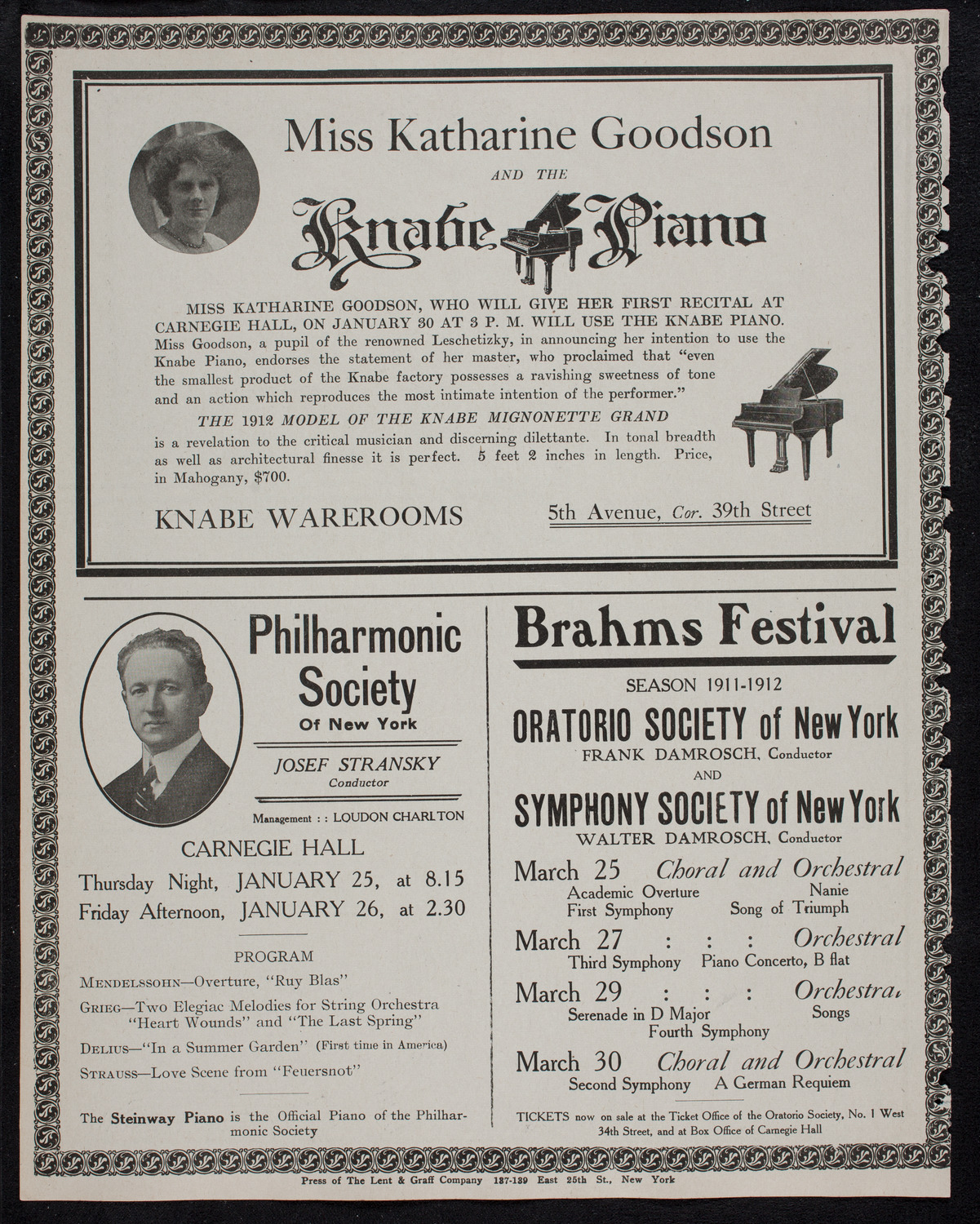 New York Philharmonic, January 21, 1912, program page 12