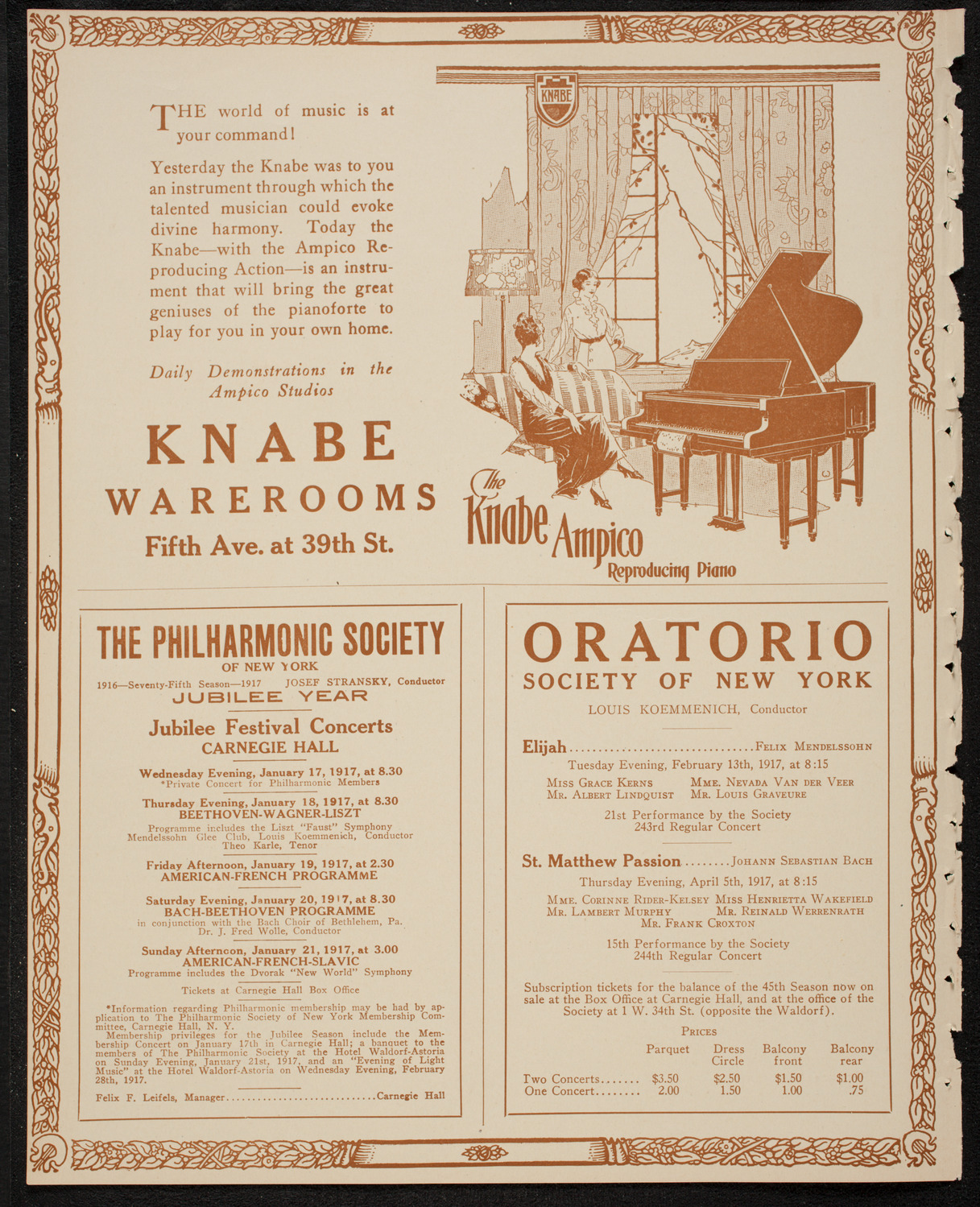 New York Philharmonic, January 19, 1917, program page 12