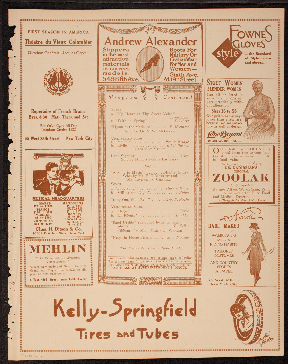 New York Banks' Glee Club, December 10, 1917, program page 7