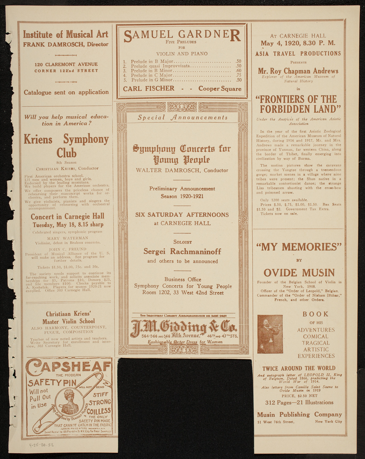 Benefit: United Baltic and Lithuanian Relief Federation, April 25, 1920, program page 9